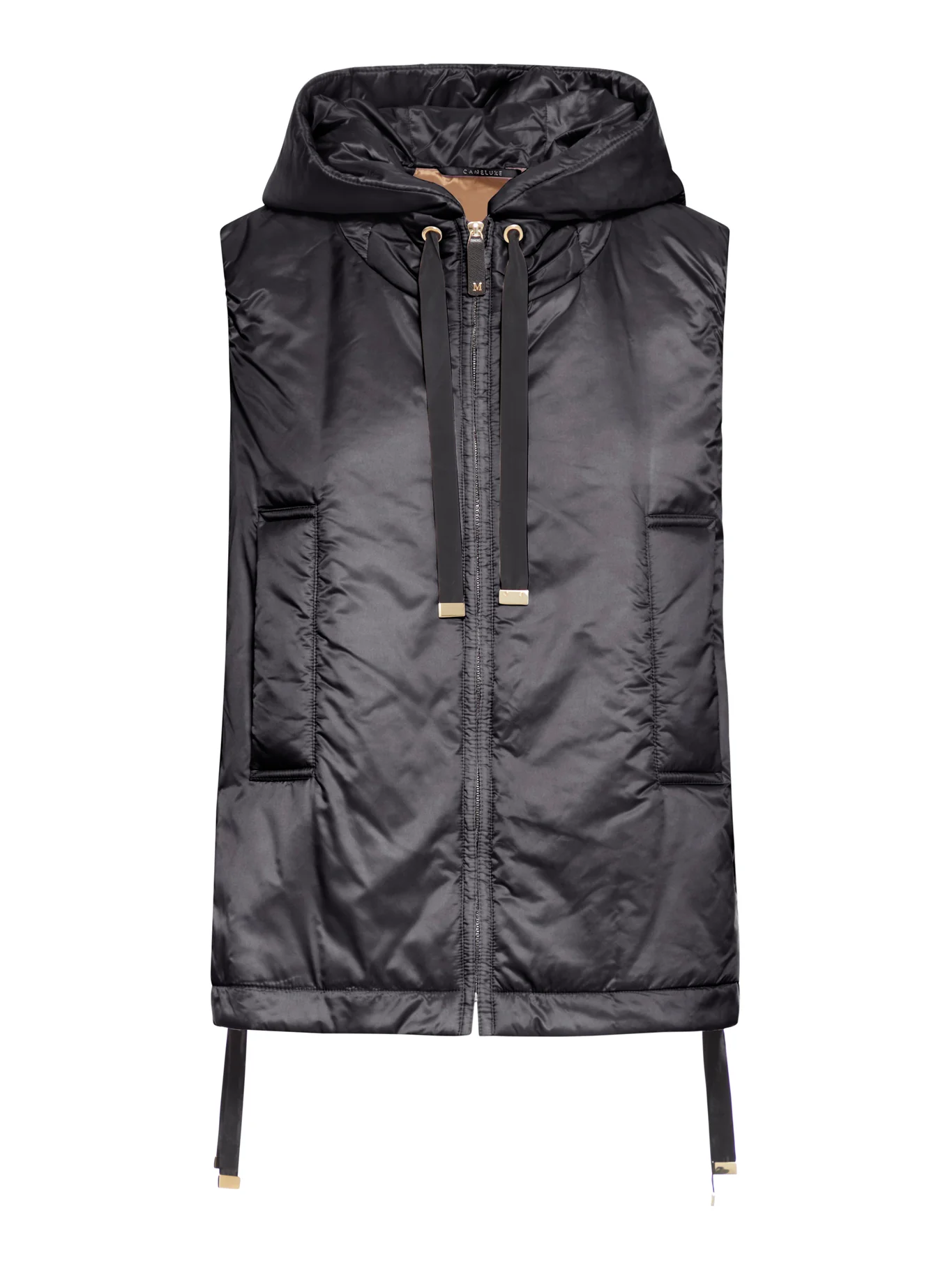 PADDED VEST WITH HOOD IN WATERPROOF CANVAS