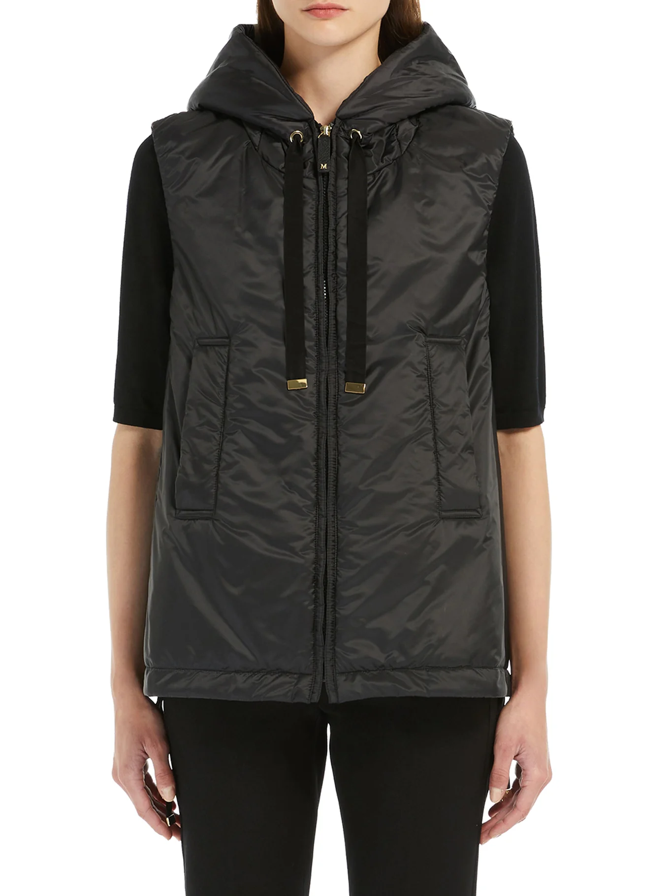 PADDED VEST WITH HOOD IN WATERPROOF CANVAS - Image 3