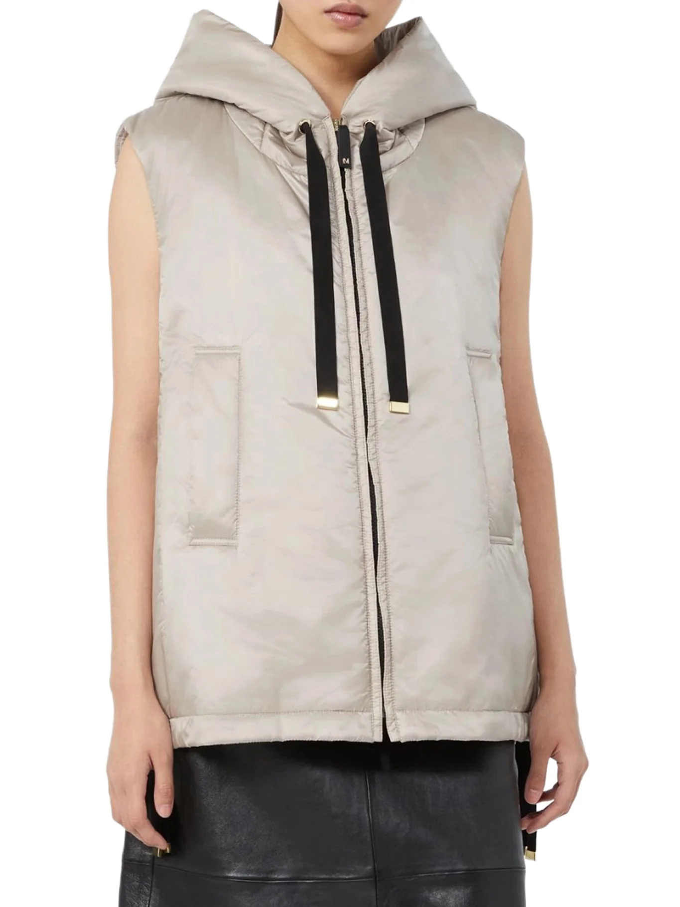 PADDED VEST WITH HOOD IN WATERPROOF CANVAS - Image 3