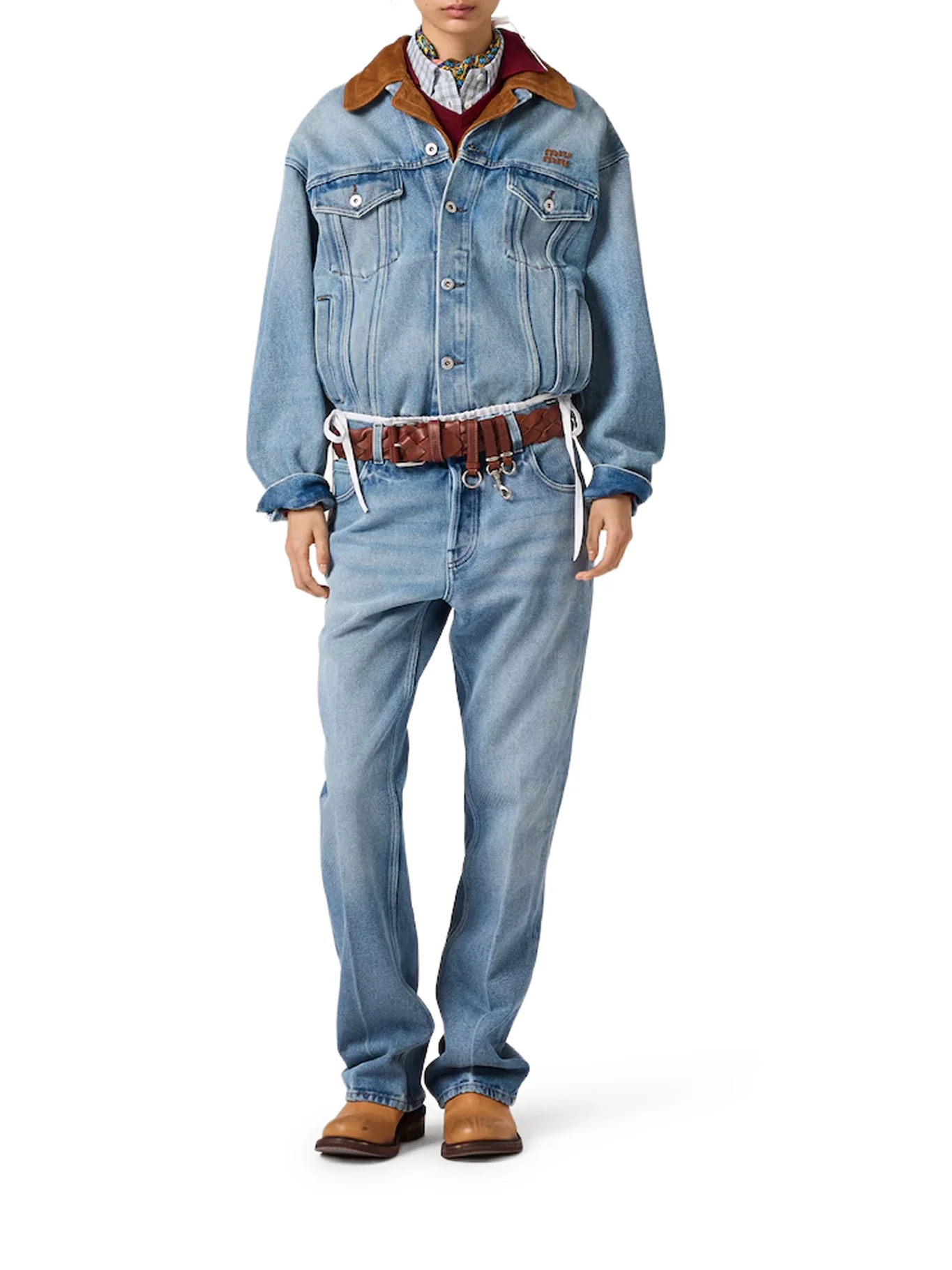 BLOUSON IN WASHED DENIM AND SUEDE - Image 2