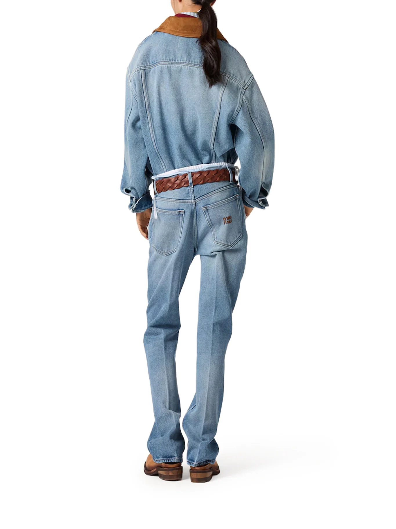 BLOUSON IN WASHED DENIM AND SUEDE - Image 3