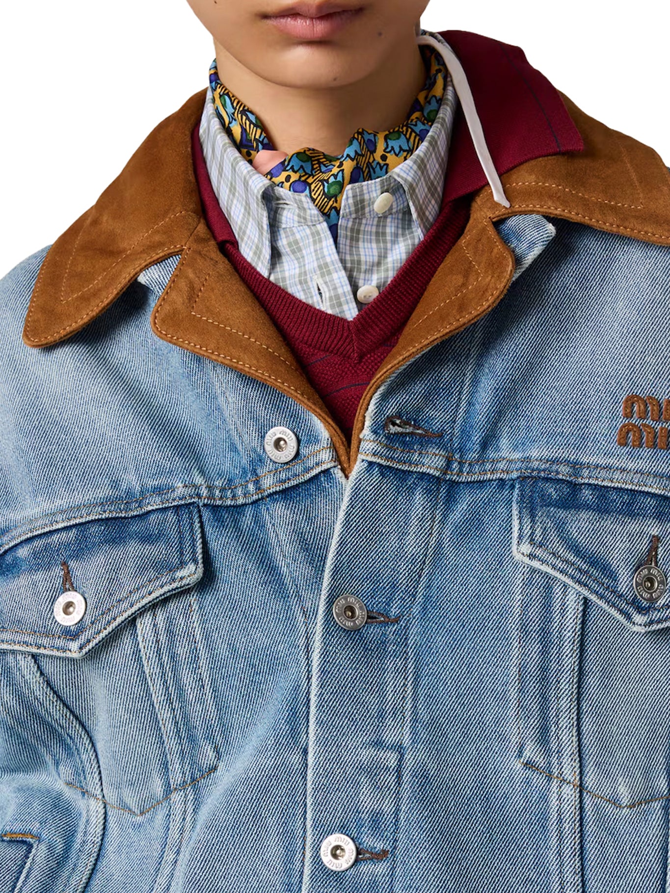 BLOUSON IN WASHED DENIM AND SUEDE - Image 4