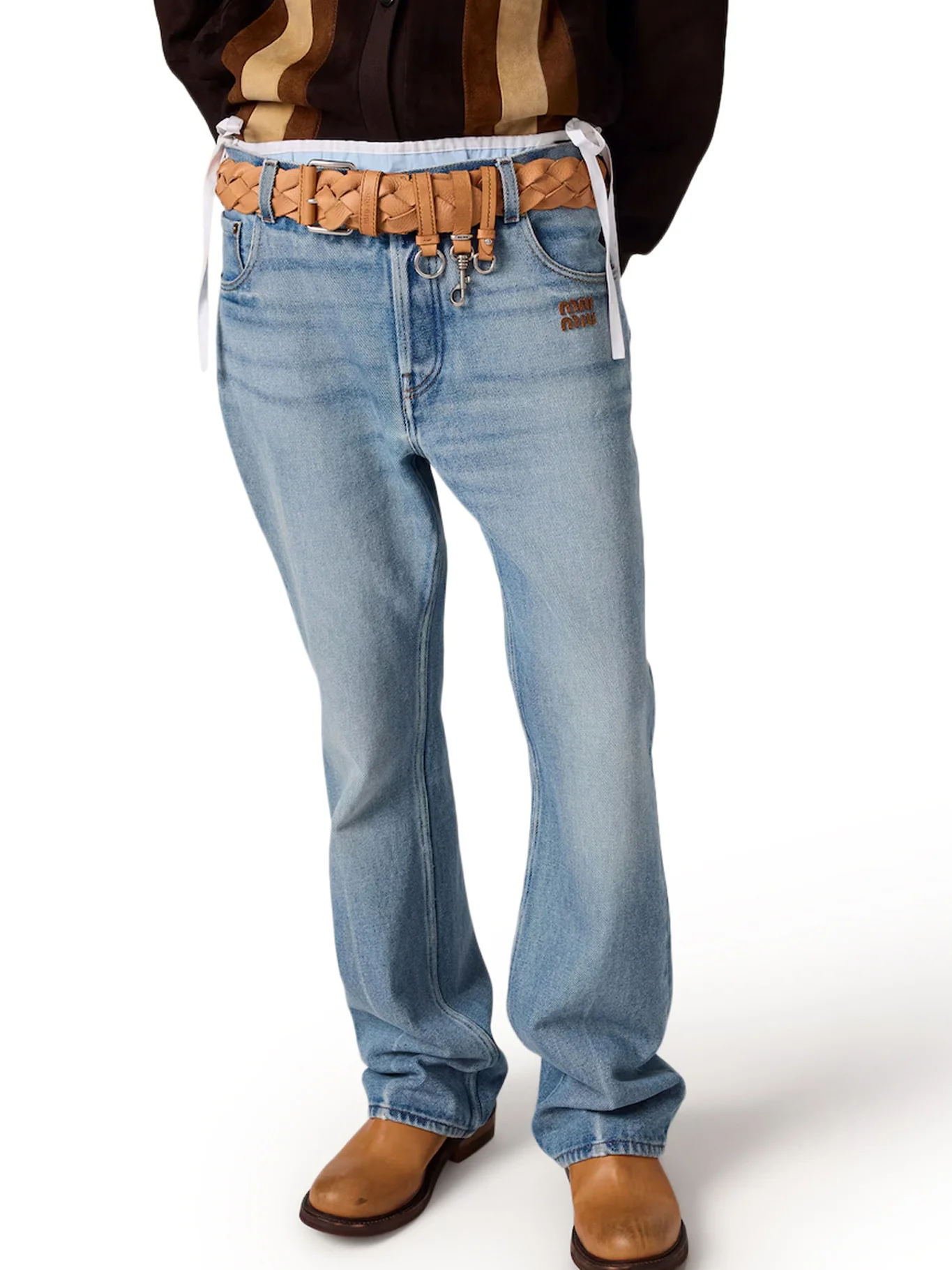 FIVE-POCKET WASHED DENIM TROUSERS - Image 3