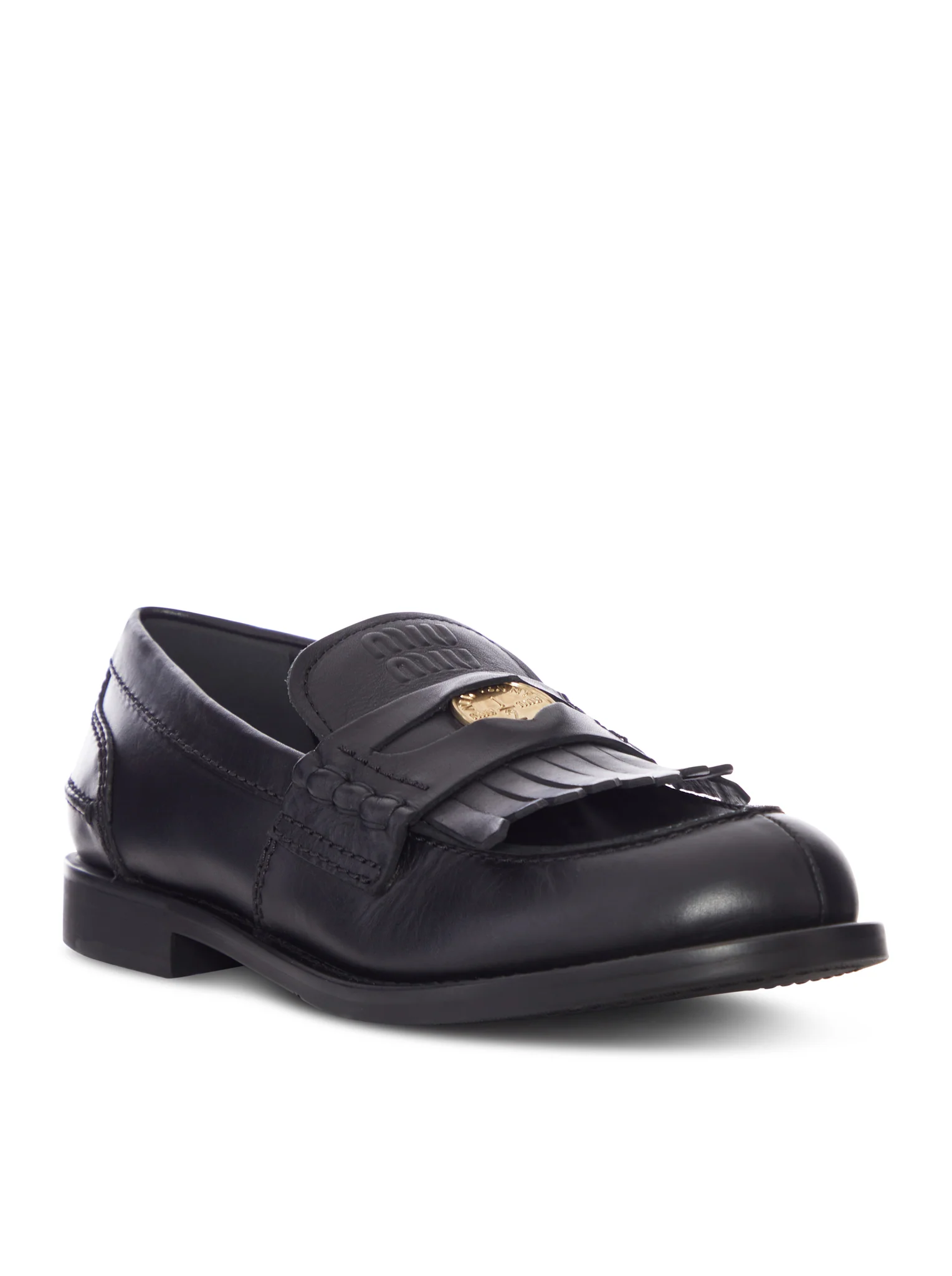 LEATHER MOCCASIN WITH FRINGES AND LOGO DETAIL - Image 2