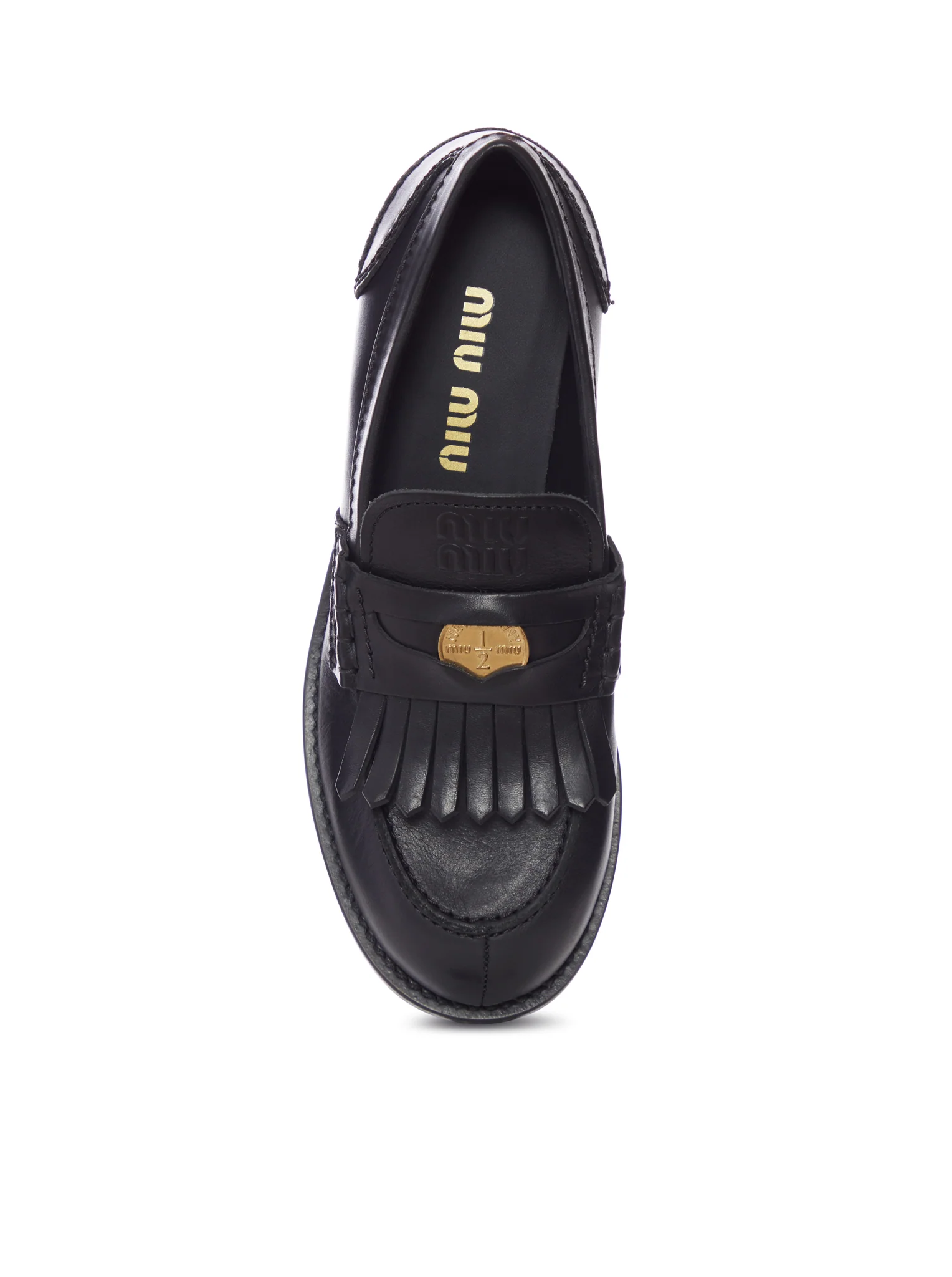 LEATHER MOCCASIN WITH FRINGES AND LOGO DETAIL - Image 4