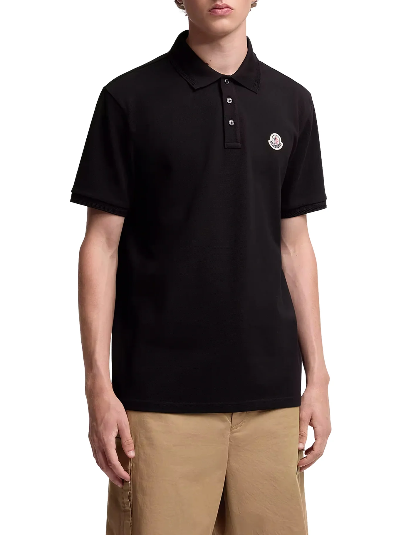 COTTON PIQUET POLO SHIRT WITH LOGO PATCH - Image 3