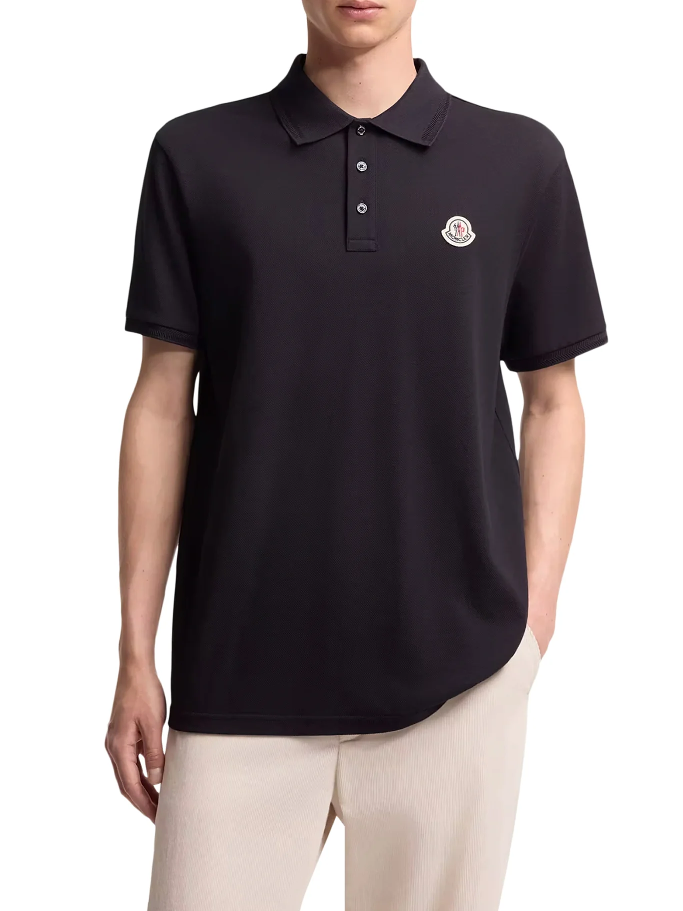 COTTON PIQUET POLO SHIRT WITH LOGO PATCH - Image 2