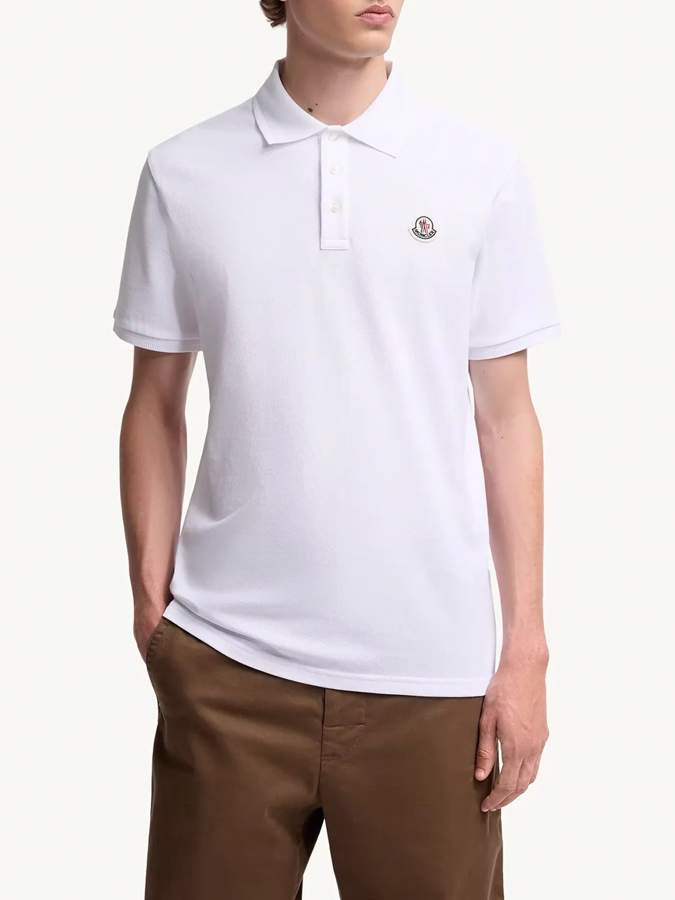 COTTON PIQUET POLO SHIRT WITH LOGO PATCH - Image 3