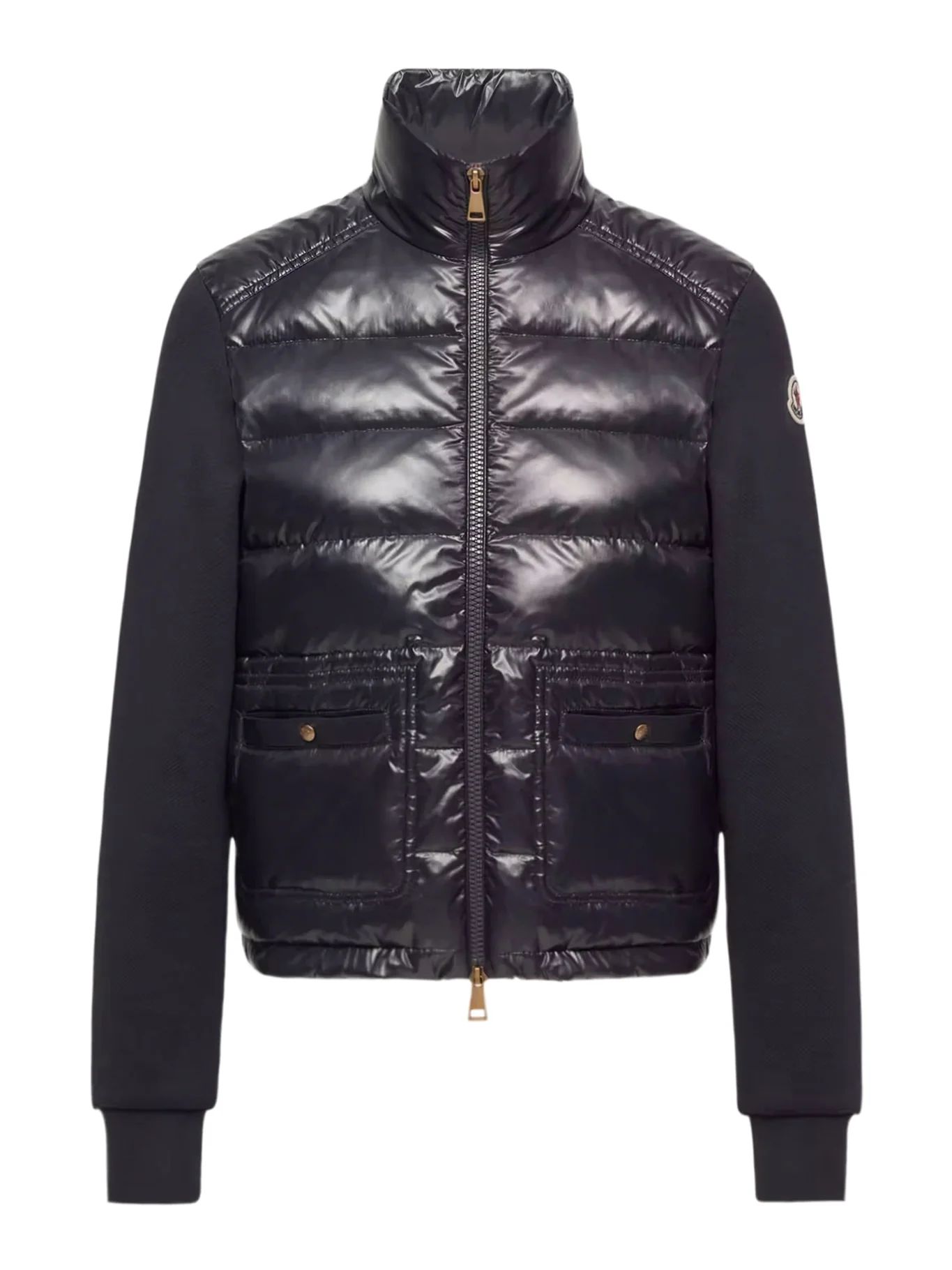COTTON ZIP-UP SWEATSHIRT WITH NYLON FRONT
