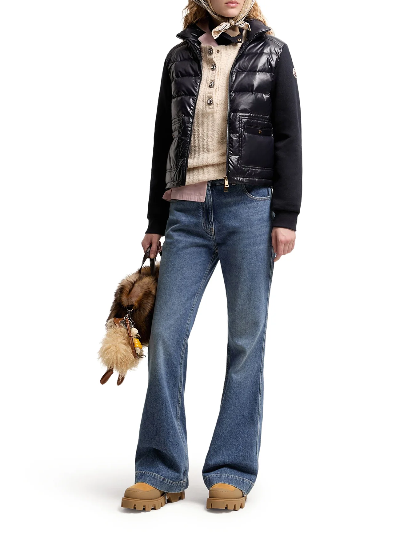 COTTON ZIP-UP SWEATSHIRT WITH NYLON FRONT - Image 2