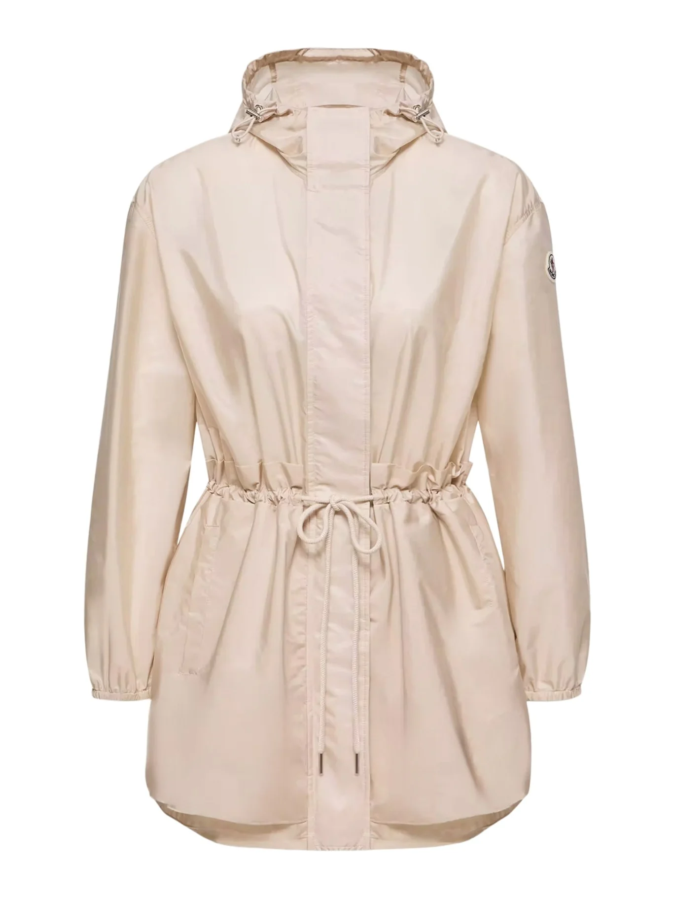 MIDI WETEAU JACKET WITH HOOD AND RUFFLES