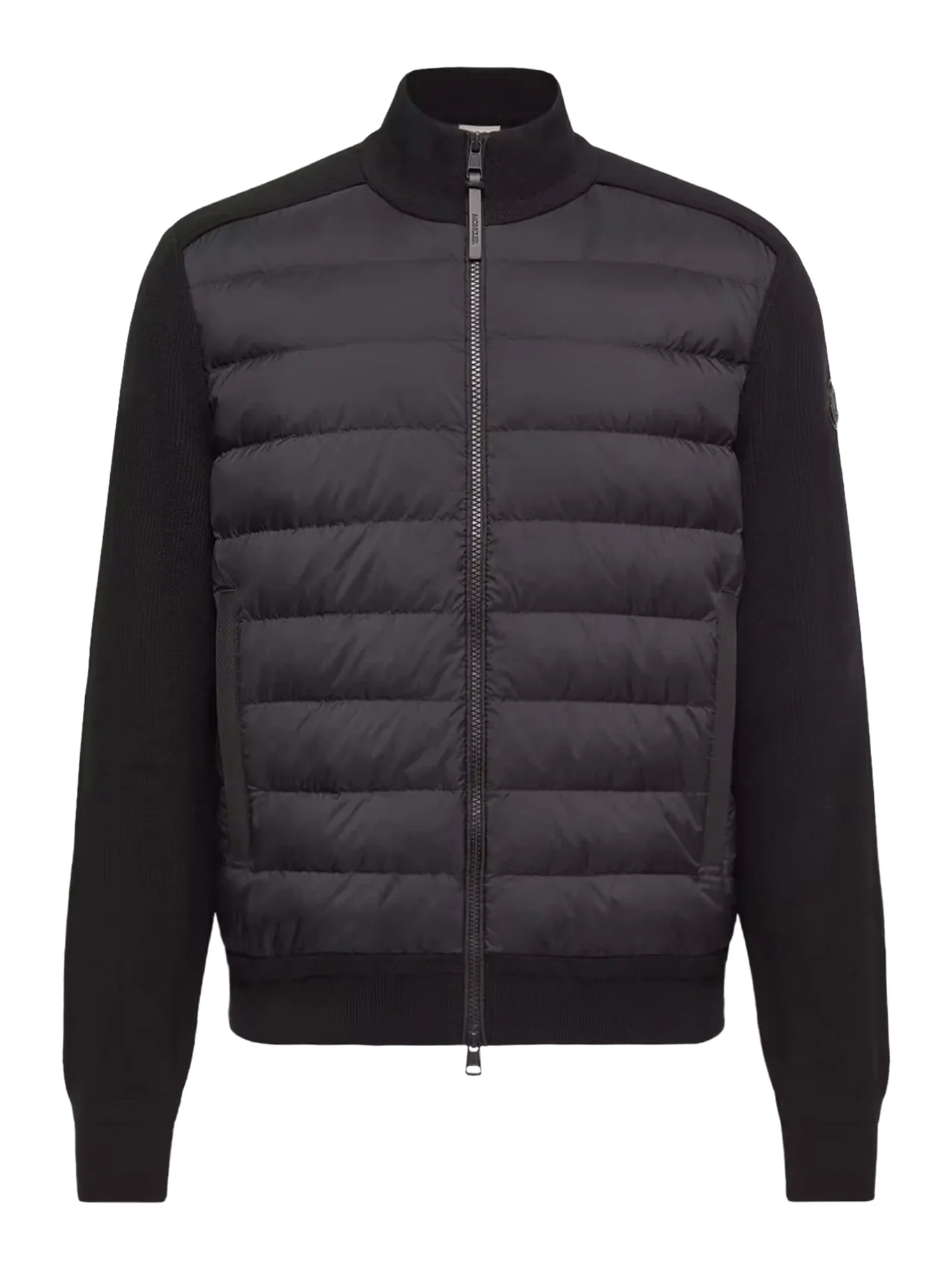 PADDED ZIP-UP CARDIGAN IN A WOOL AND CASHMERE BLEND