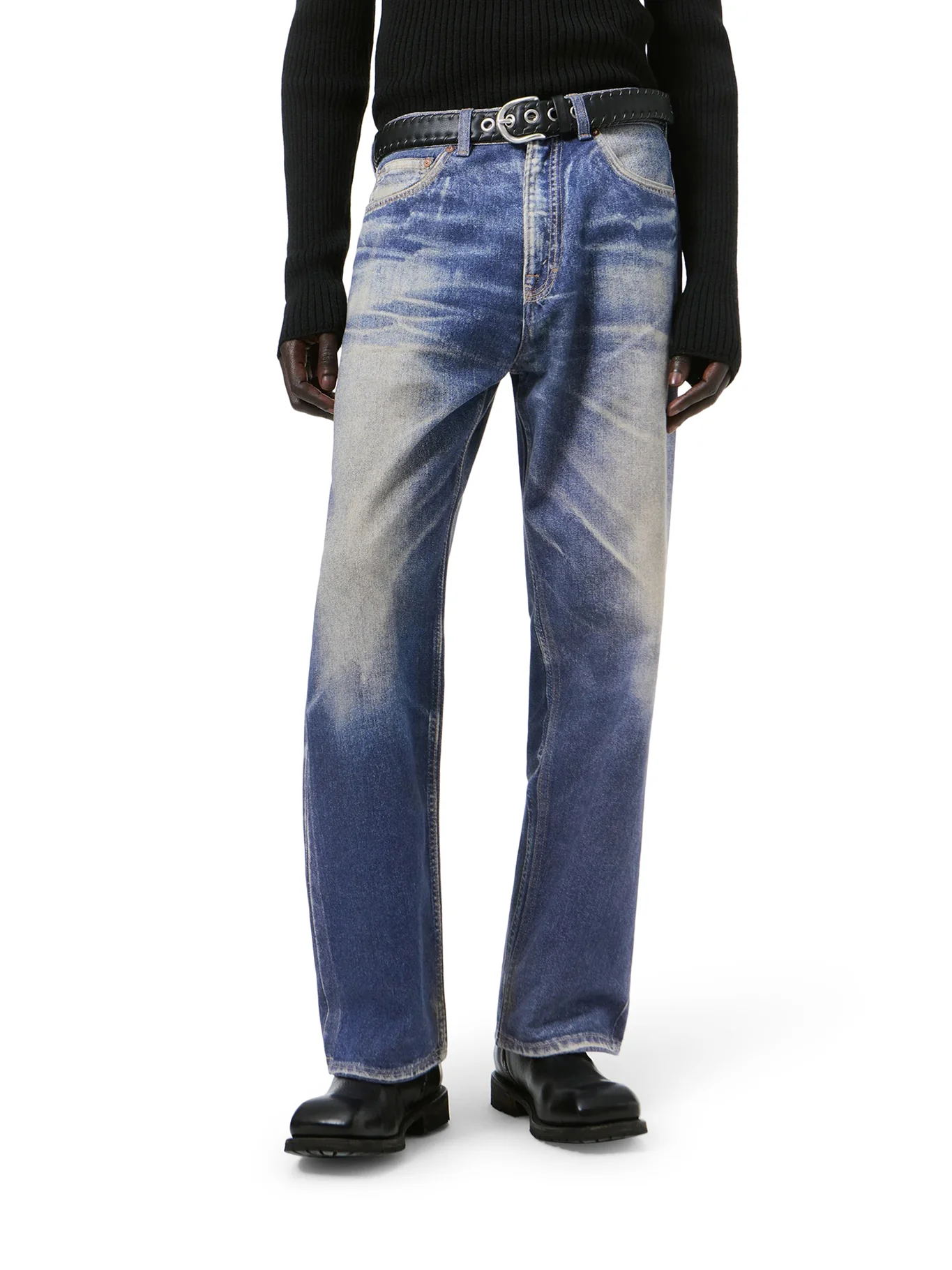 JEANS THIRD CUT CON STAMPA DENIM EFFETTO TROMPE-L`ŒIL - Image 4