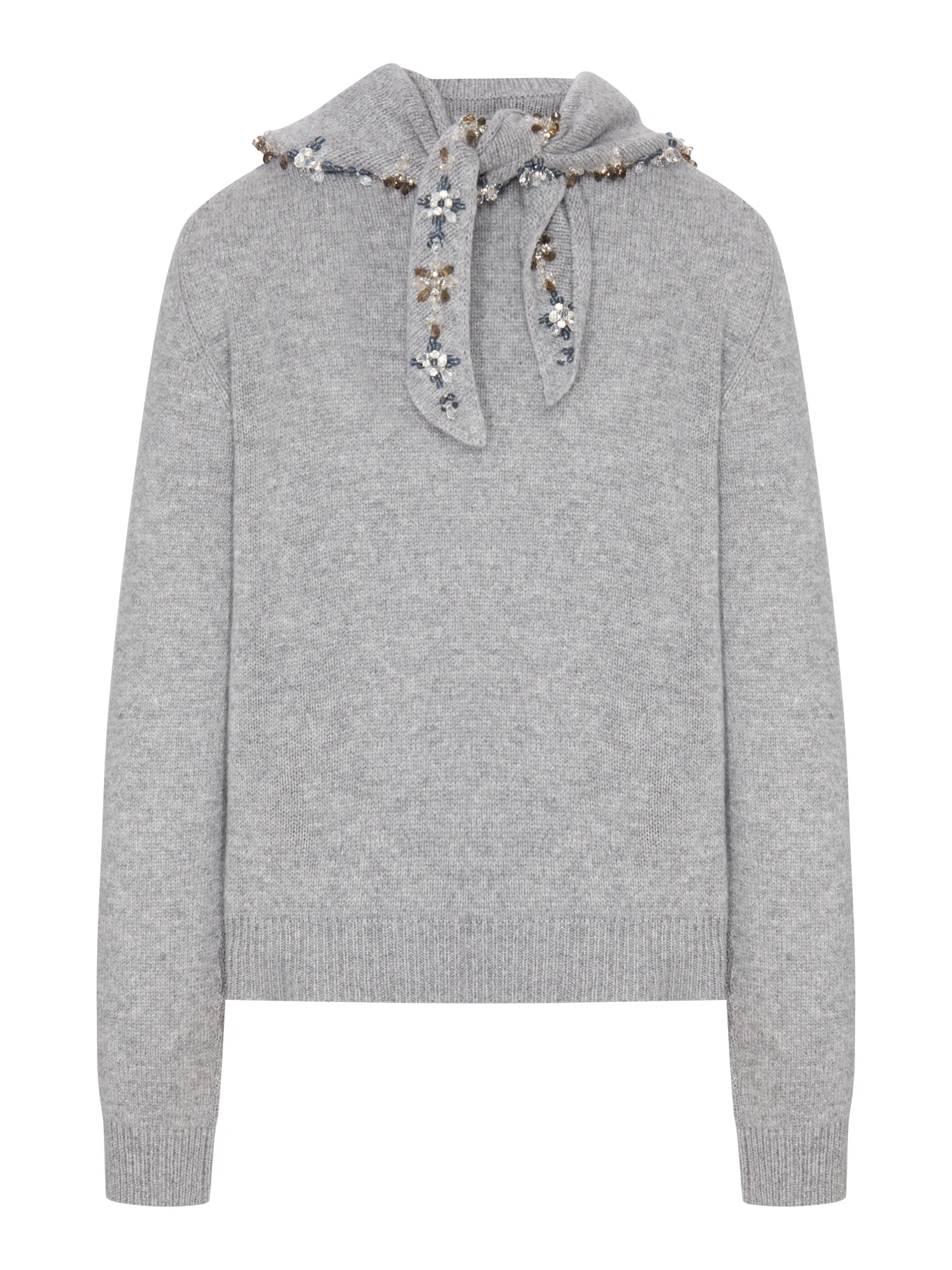 CASHMERE SWEATER WITH EMBROIDERED SCARF - Image 2