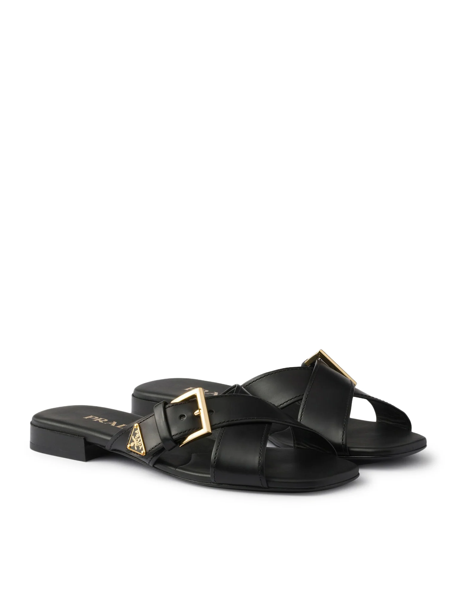 LEATHER SLIDER SANDALS WITH BUCKLE - Image 2