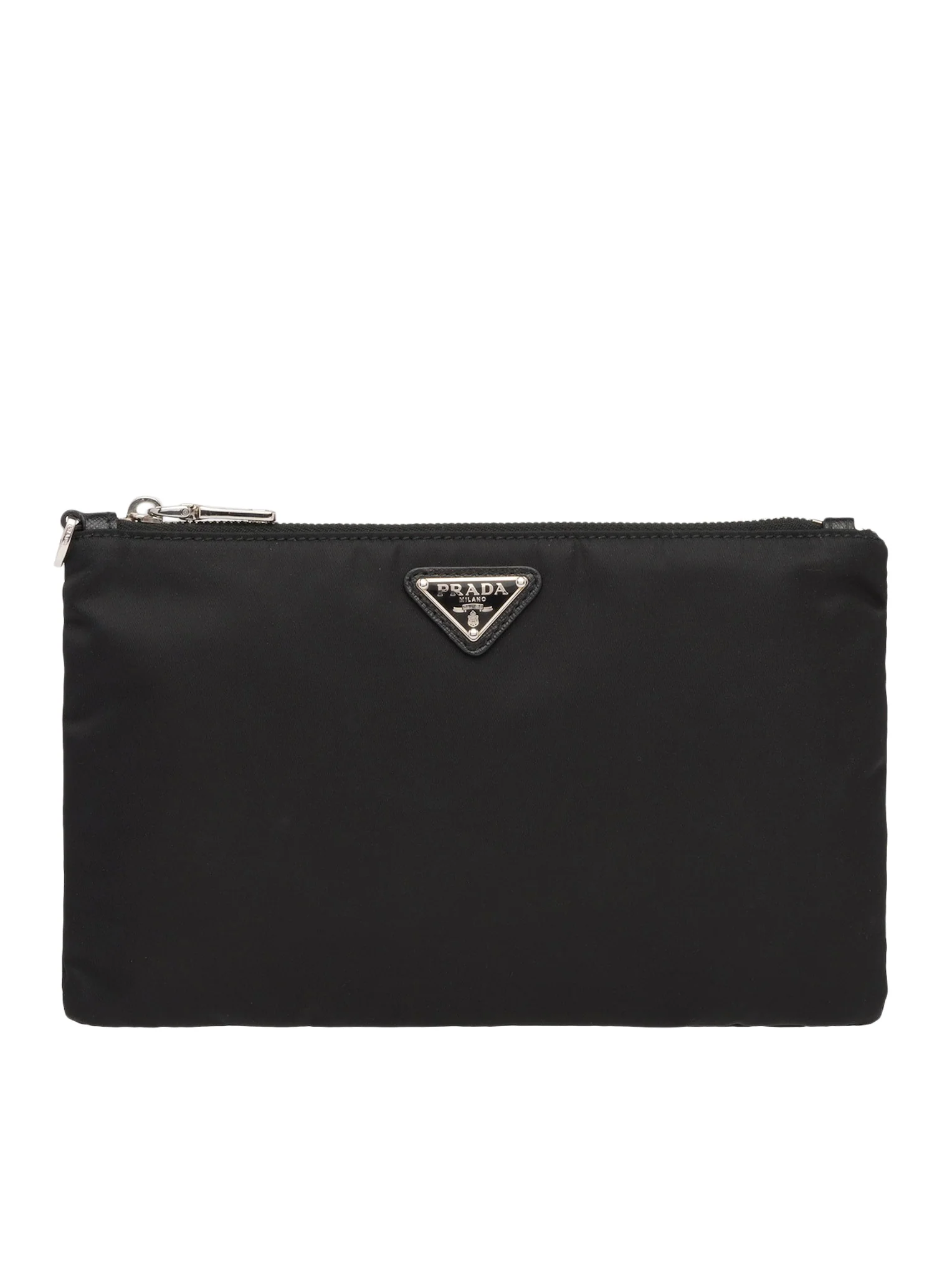 RE-NYLON AND SAFFIANO POUCH