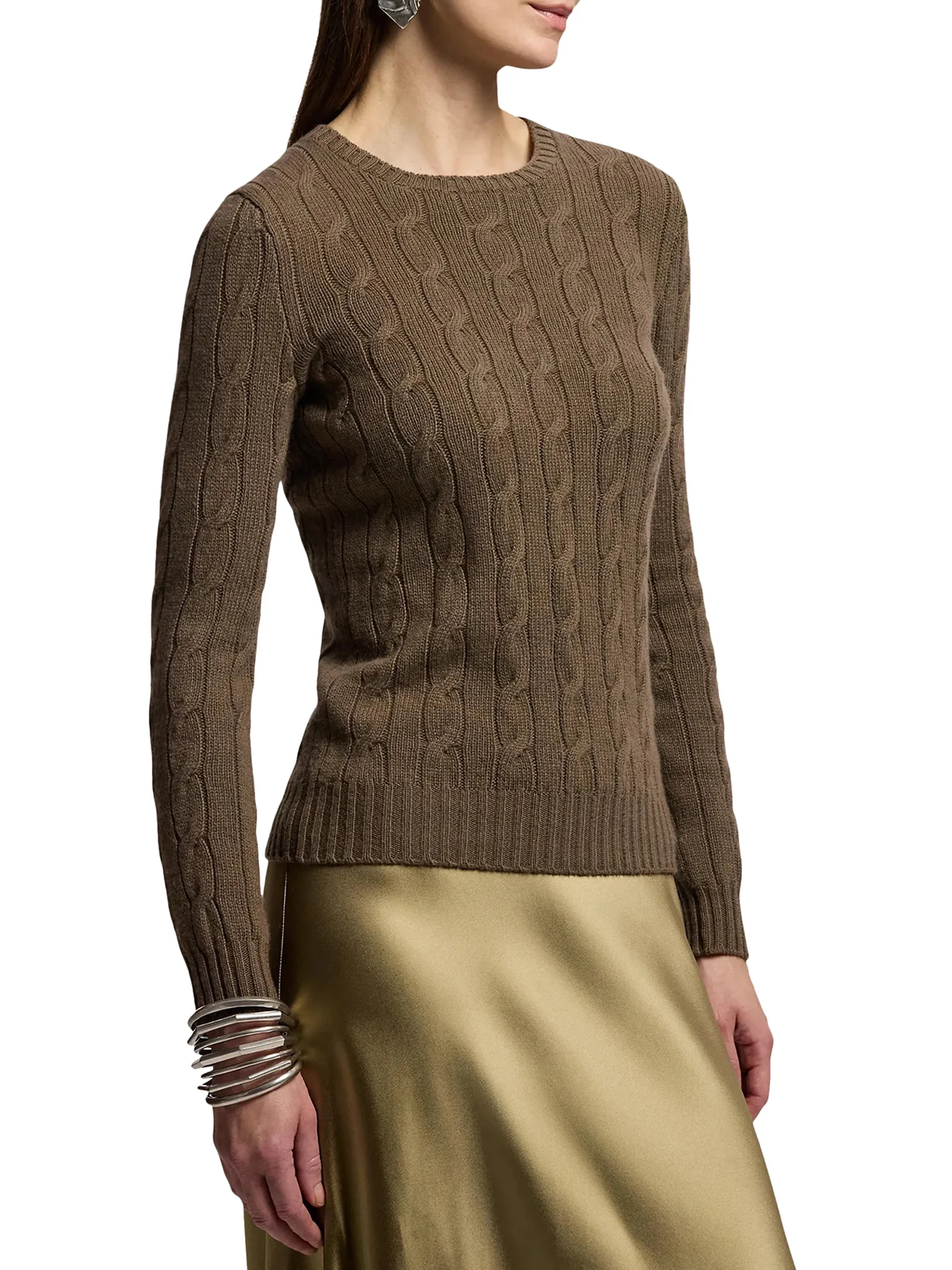 CREWNECK CASHMERE CABLE KNIT SWEATER - Image 5