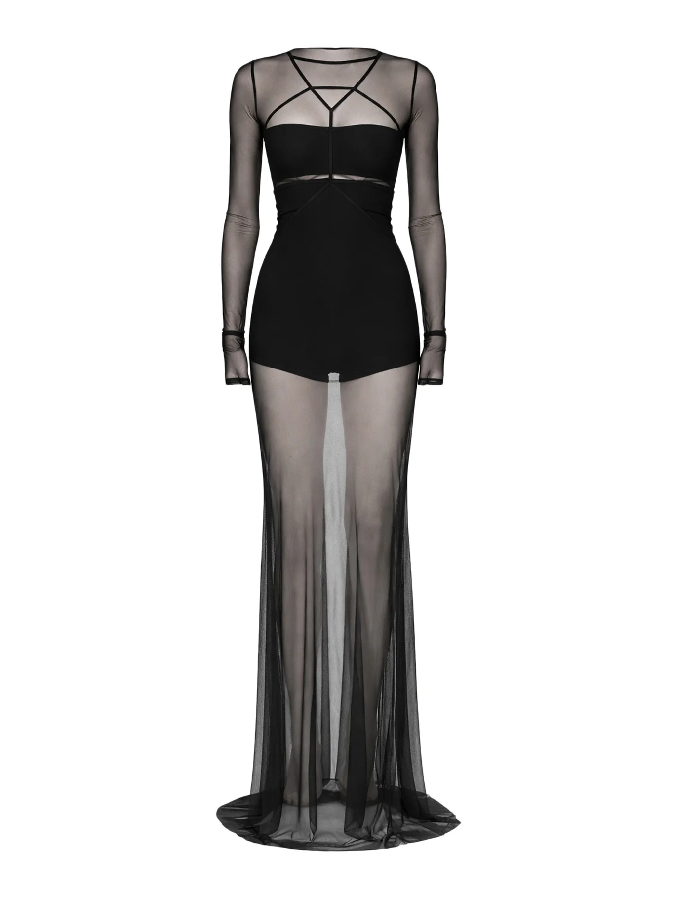 LONG TRANSPARENT TULLE DRESS