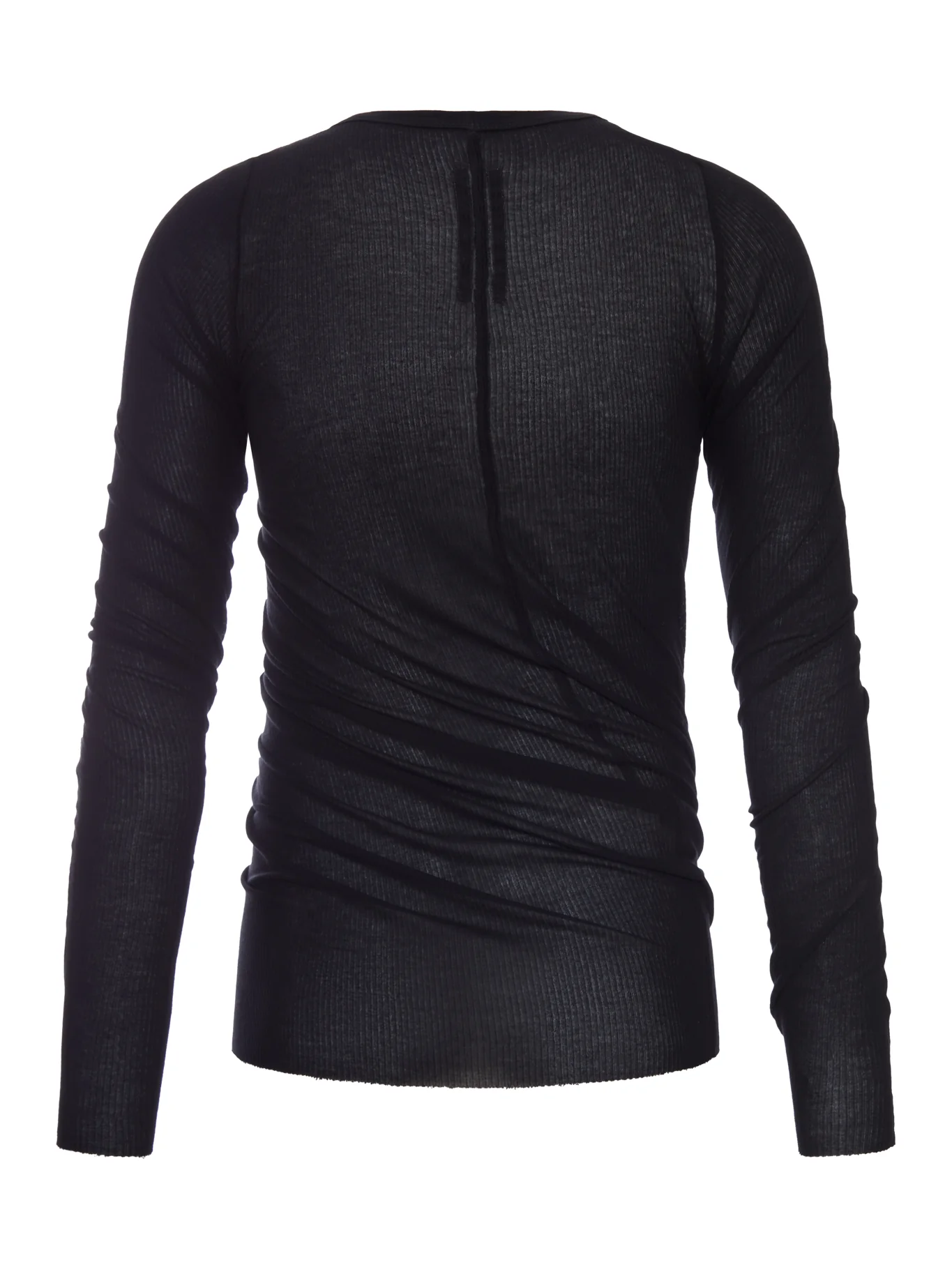 SEMI-TRANSPARENT RIBBED T-SHIRT WITH DRAPING - Image 2