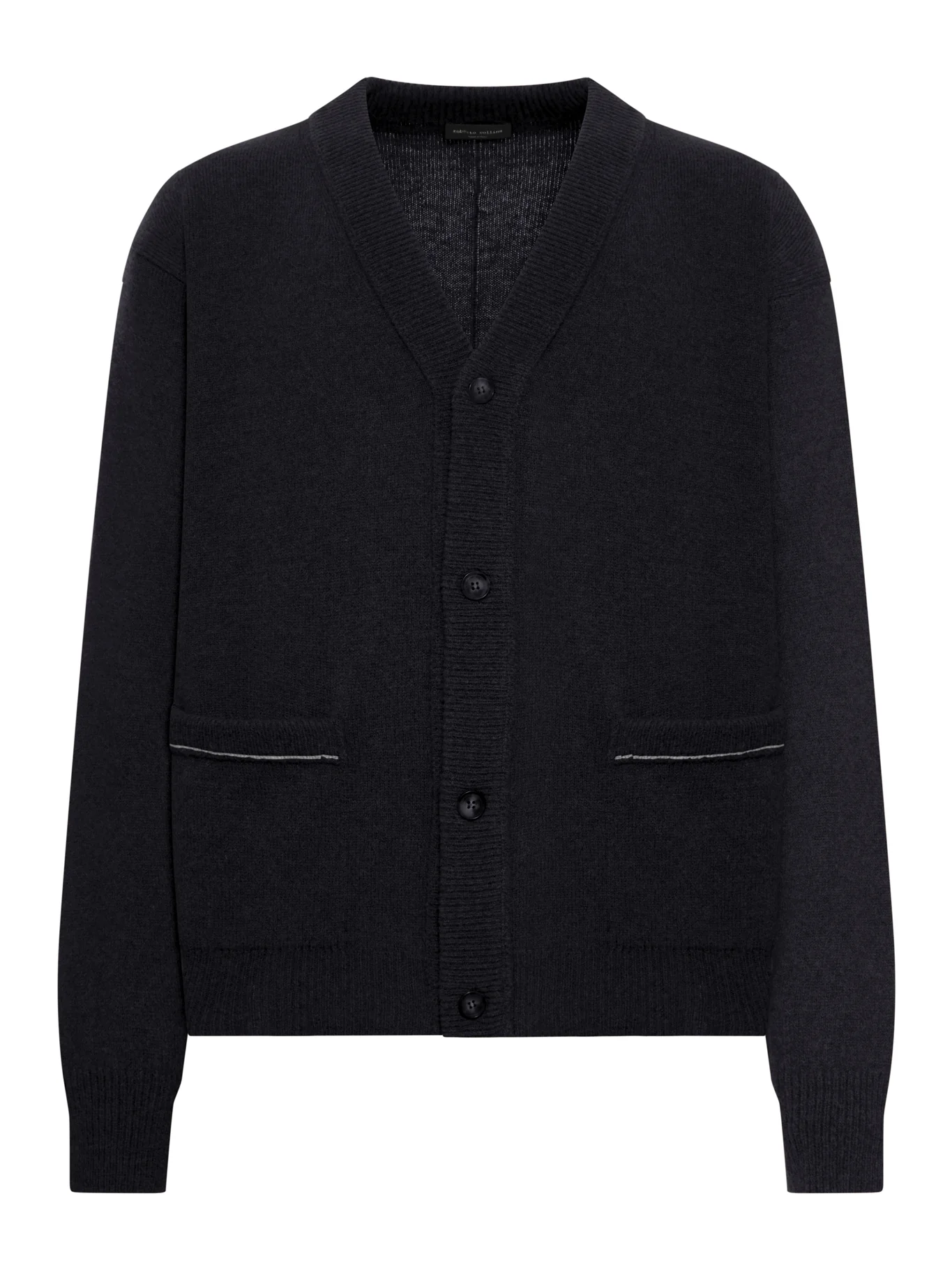 WOOL CARDIGAN WITH CONTRAST STITCHING