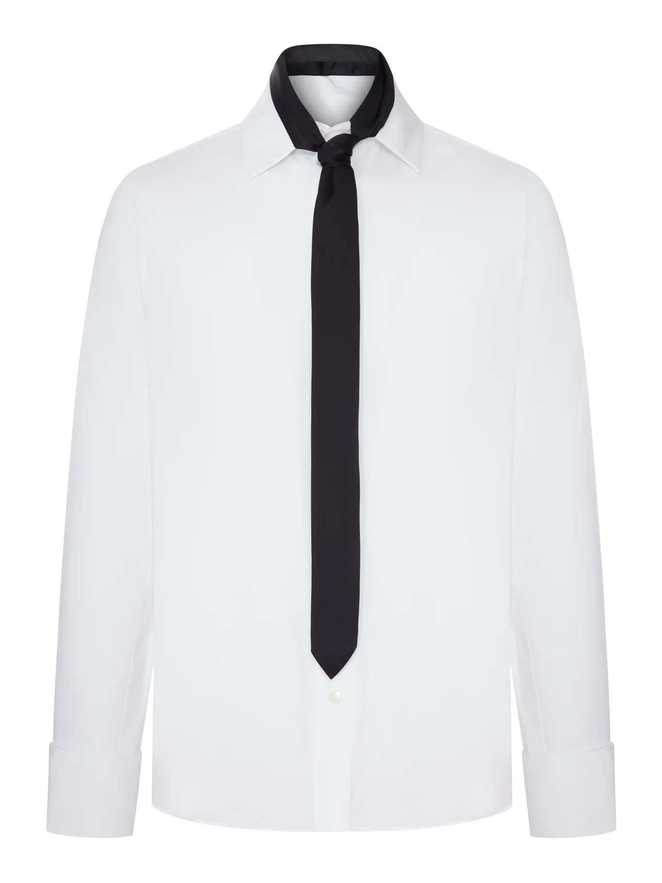COTTON-BLEND SHIRT WITH INTEGRATED TIE