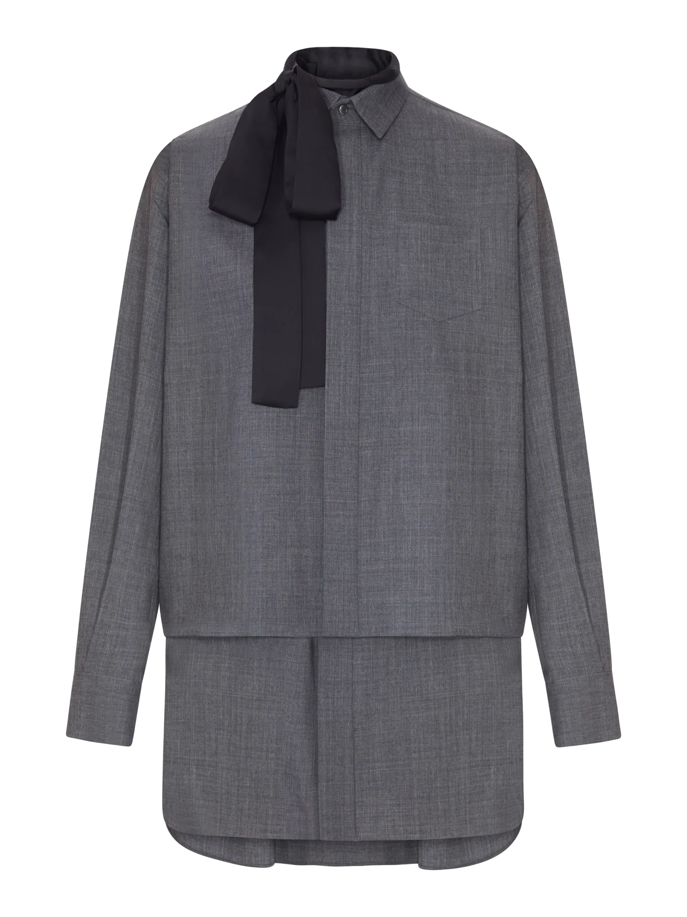 SHIRT DRESS WITH INTEGRATED SCARF