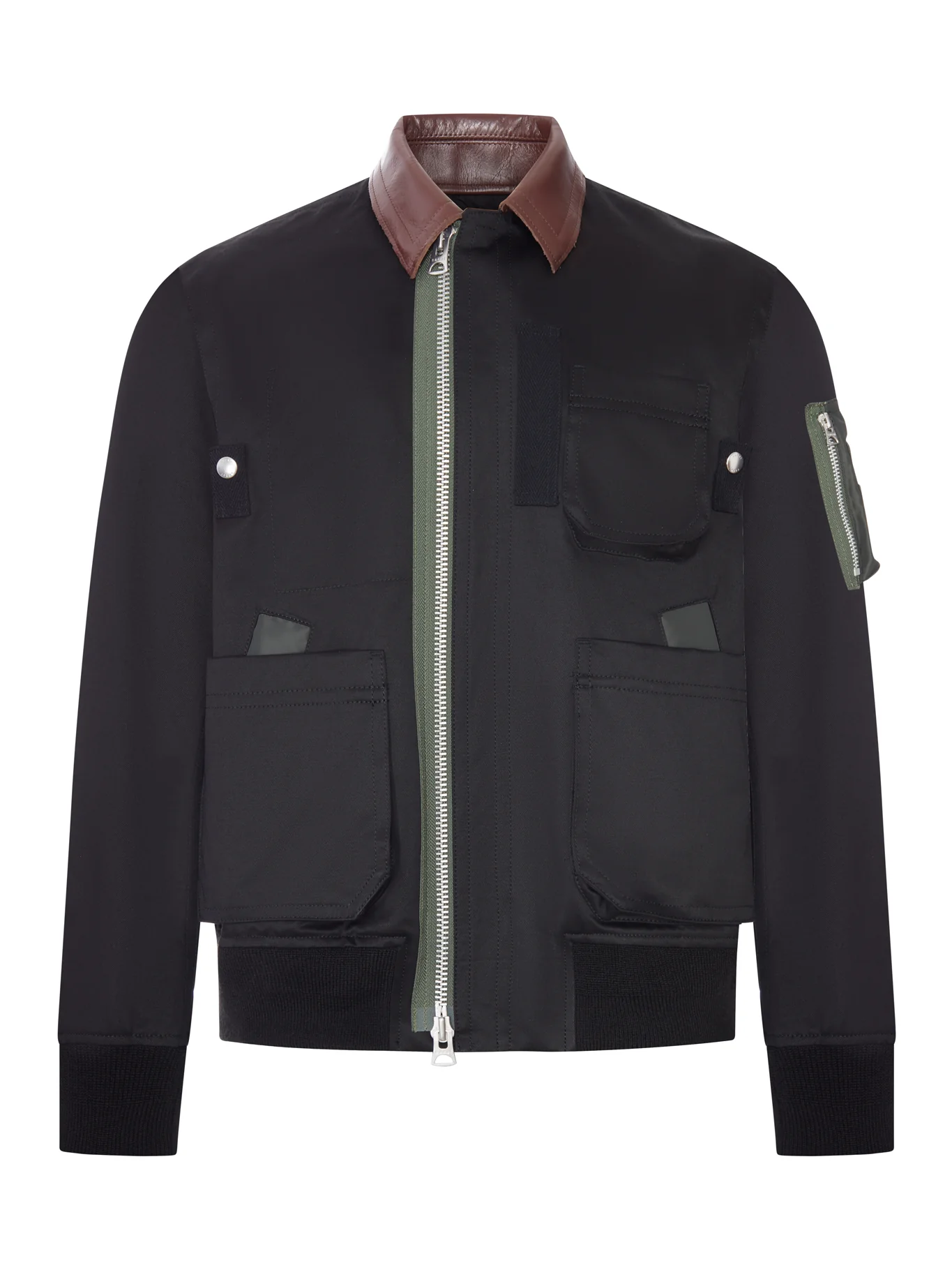 UTILITY BOMBER JACKET WITH LEATHER DETAILS