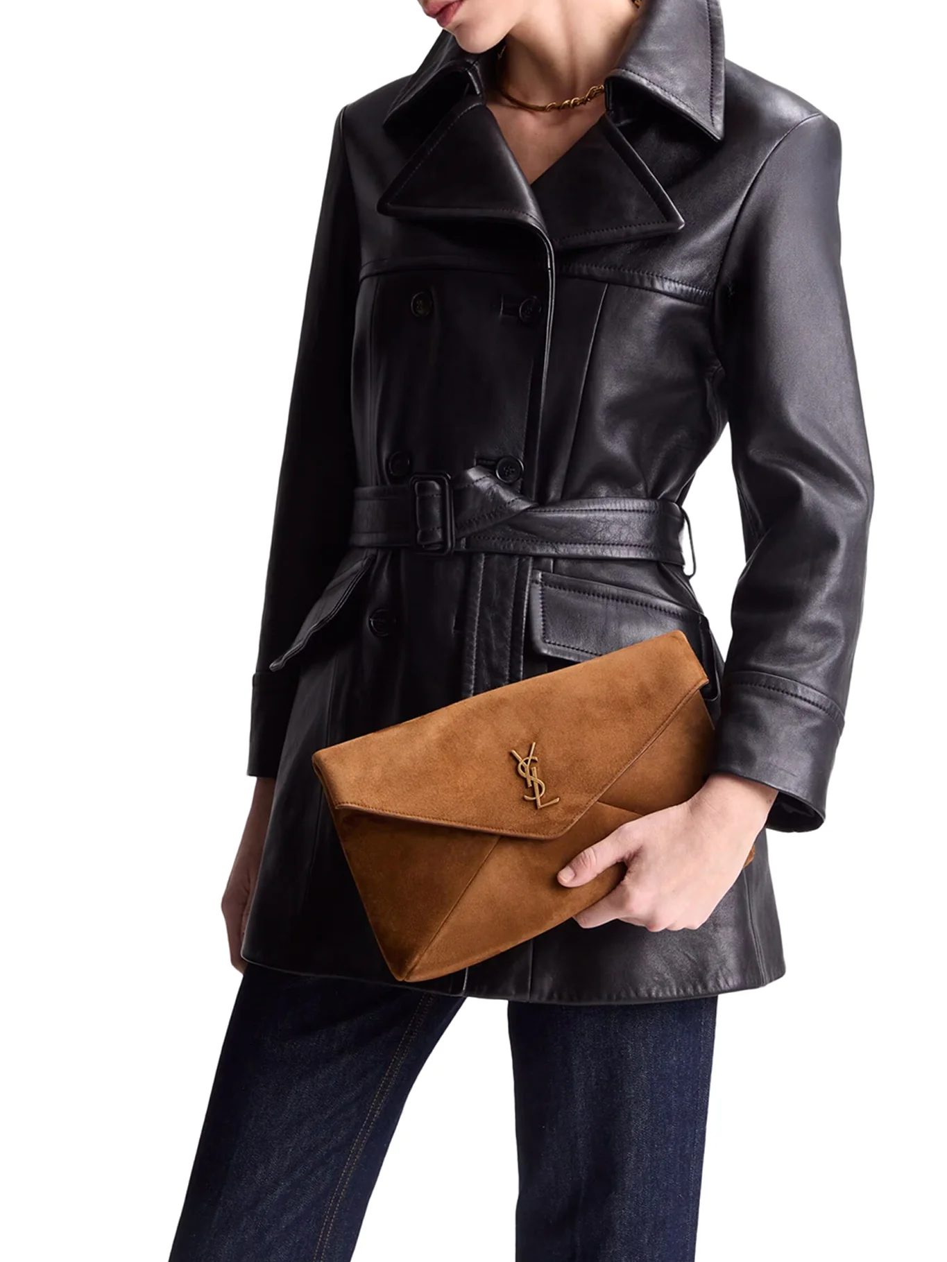 LARGE CASSANDRE ENVELOPE CLUTCH IN SUEDE - Image 2