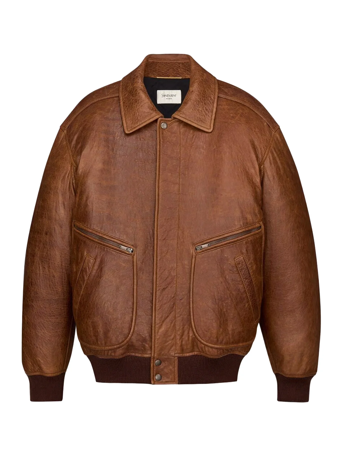 PADDED BOMBER JACKET IN GLOSSY HAMMERED LAMBSKIN