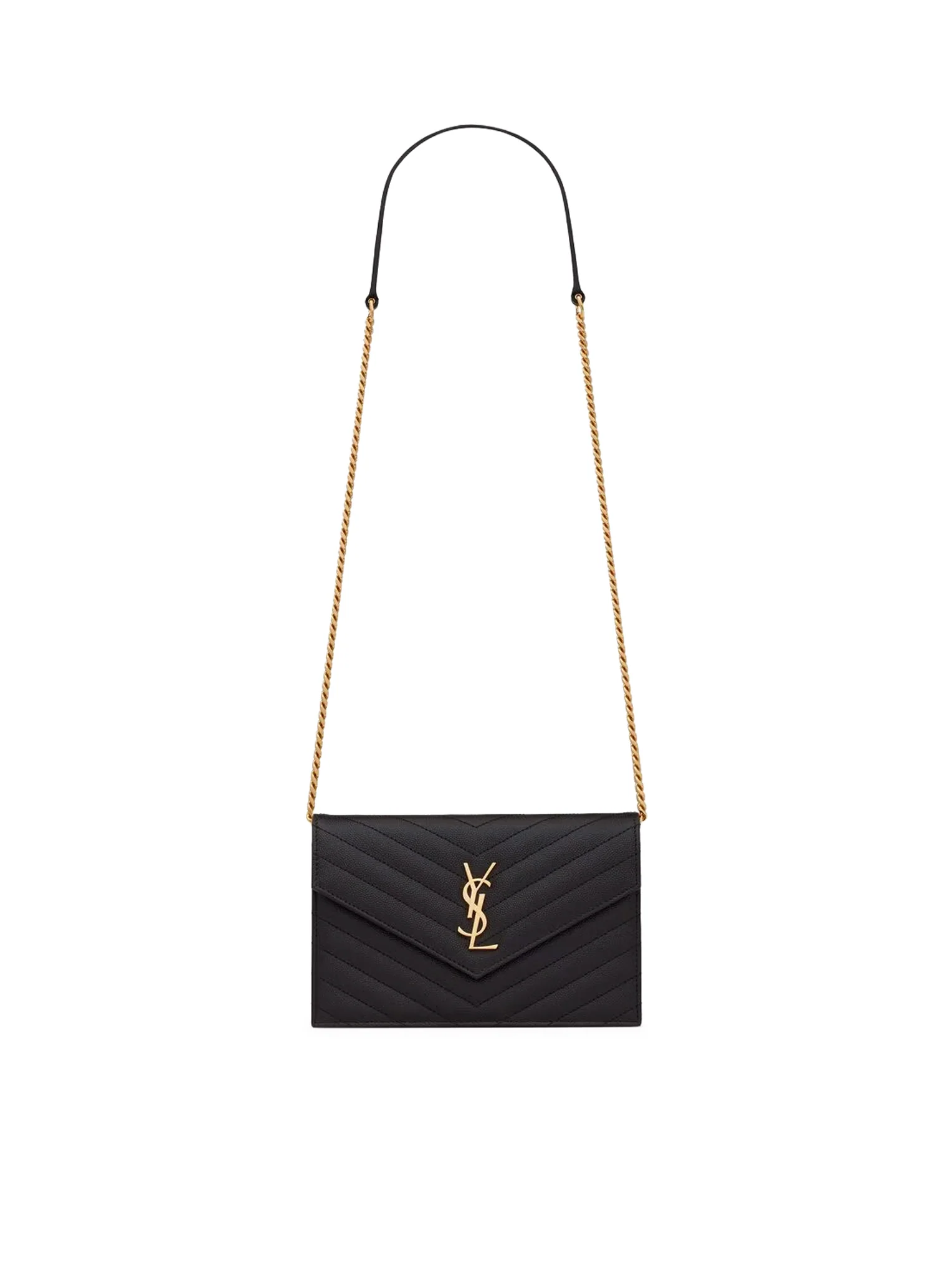 CLASSIC CASSANDRE CHAIN ENVELOPE CLUTCH IN GRAIN DE POUDRE LEATHER
