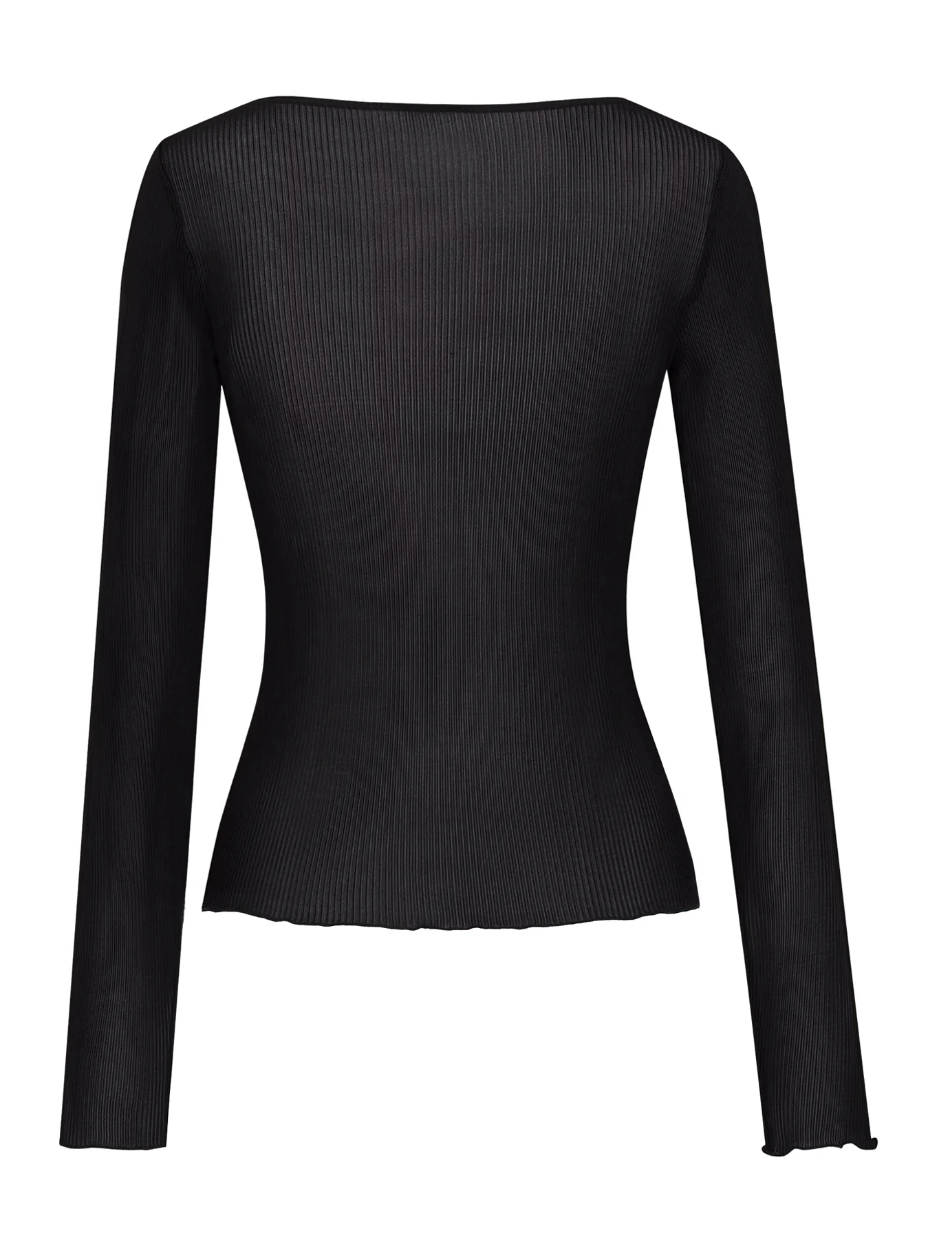 RIBBED SILK V-NECK CASSANDRE TOP - Image 2