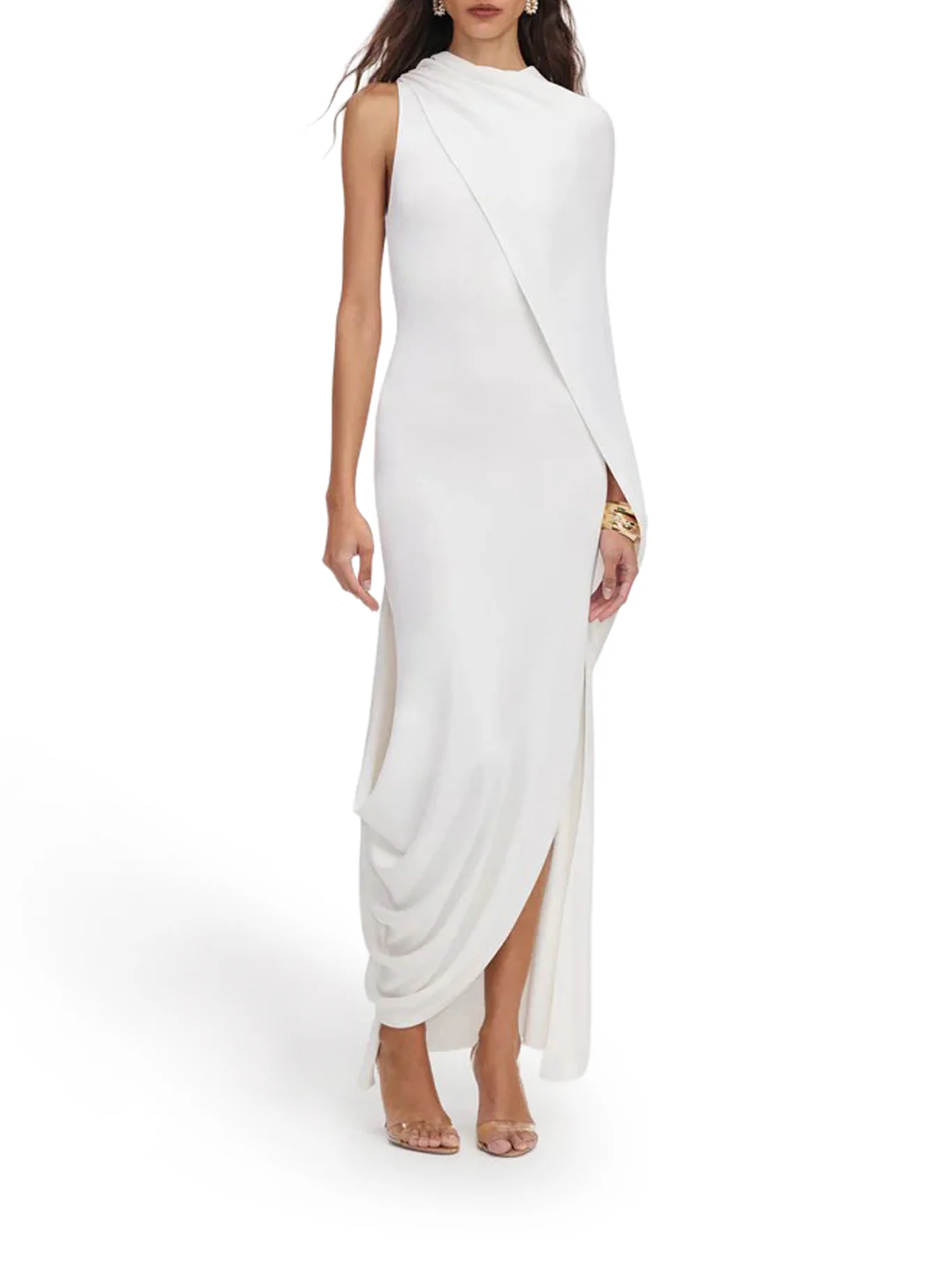 LONG DRAPED KNIT DRESS - Image 2