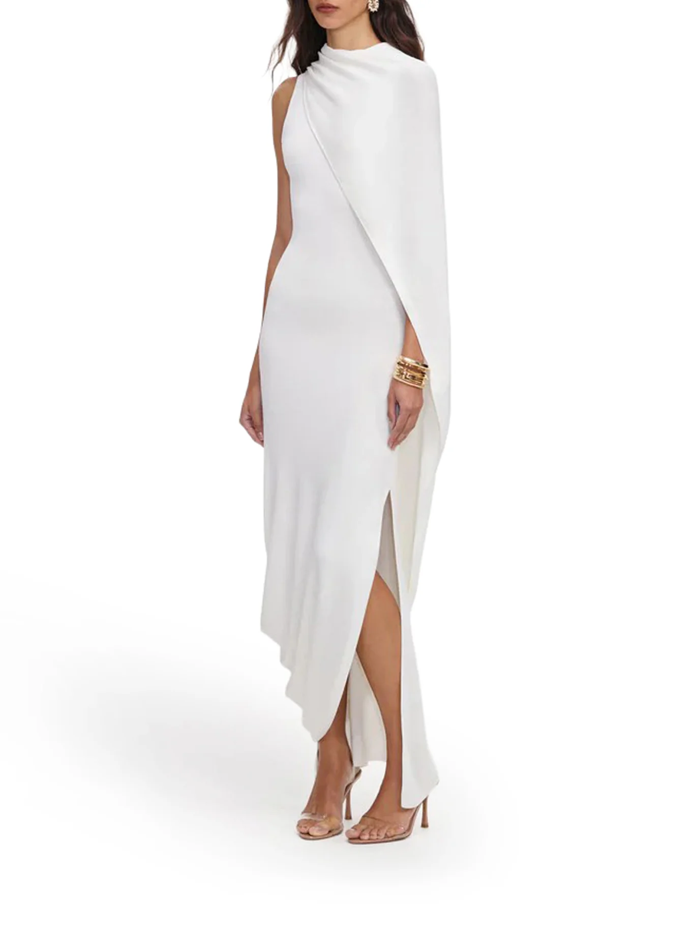 LONG DRAPED KNIT DRESS - Image 4