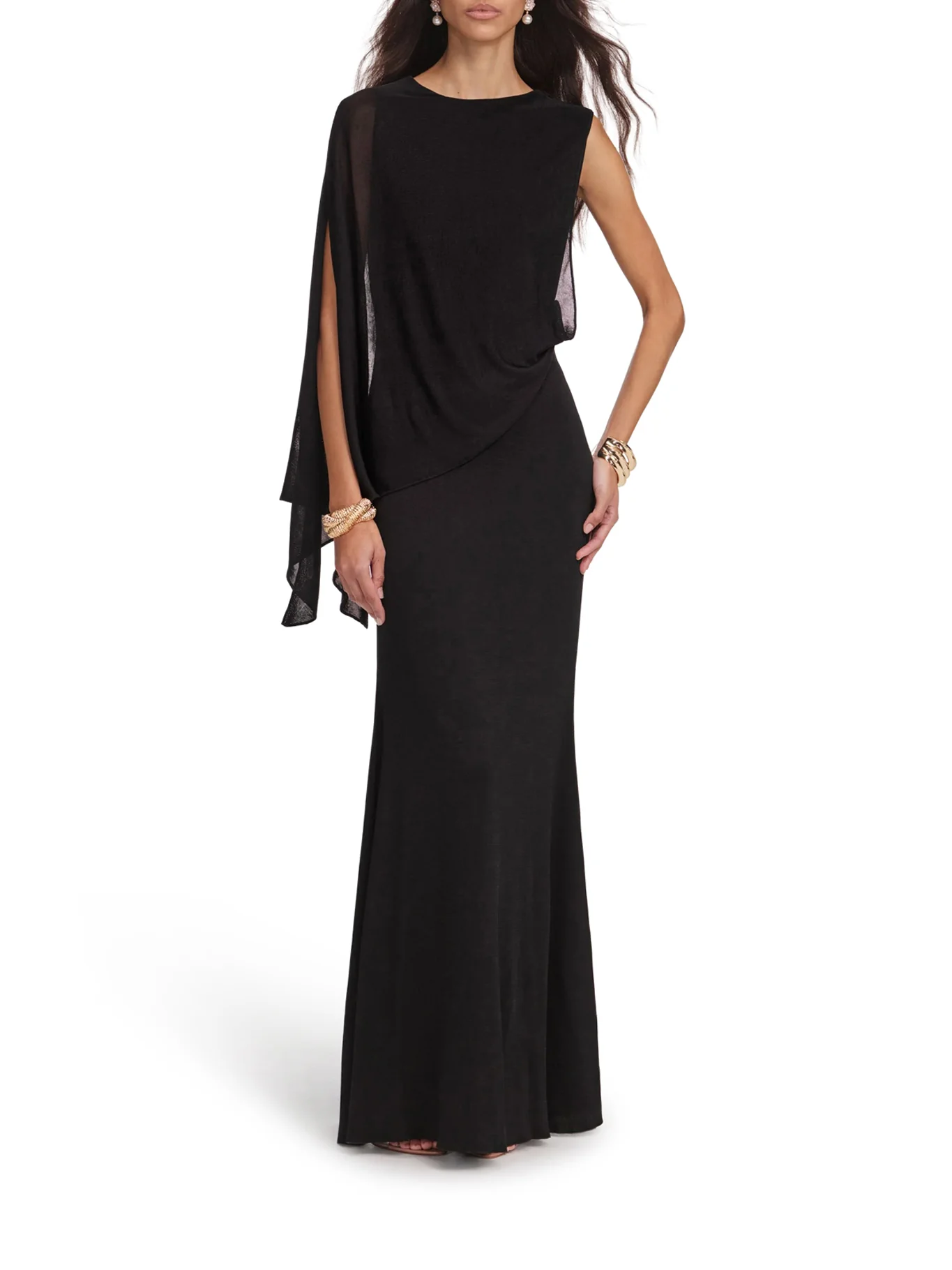 LONG ONE-SHOULDER KNIT DRESS - Image 2