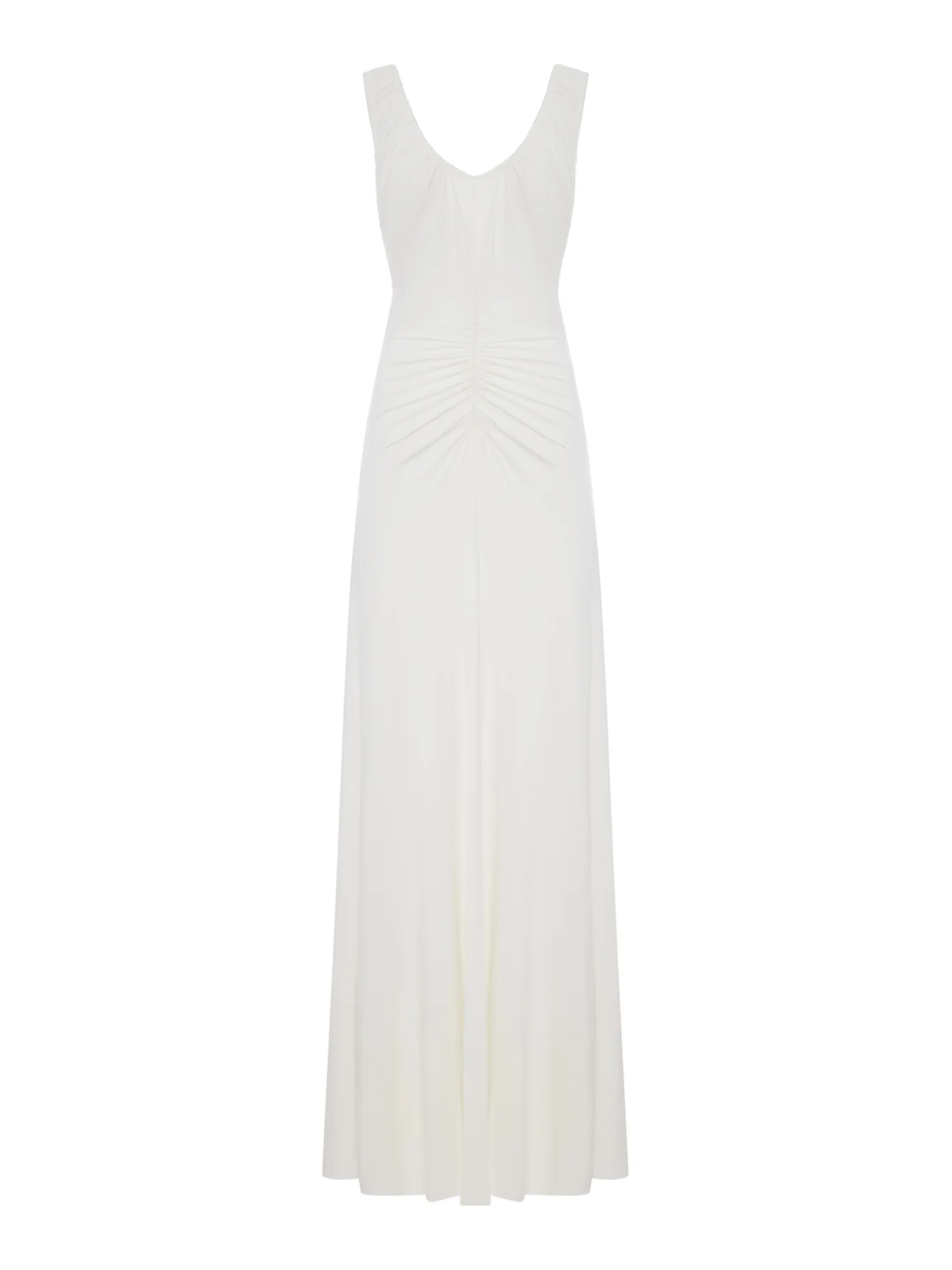 LONG WHITE JERSEY DRESS WITH GRIPPING