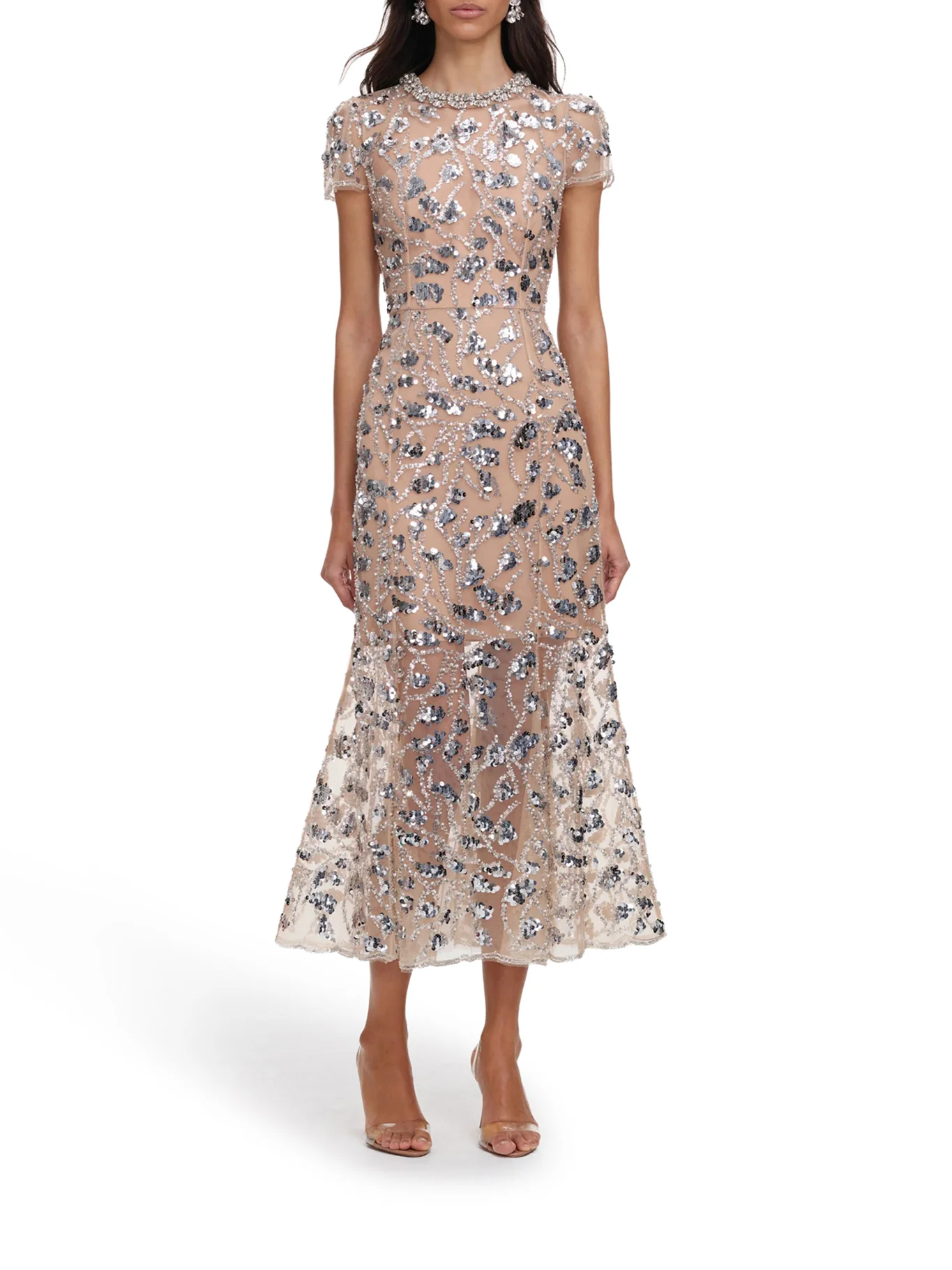 MIDI DRESS EMBELLISHED WITH SILVER SEQUINS - Image 2
