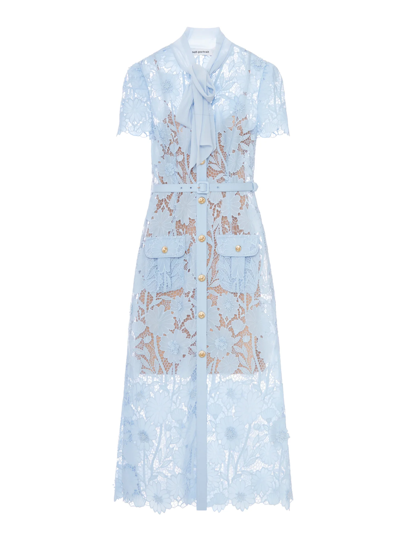 MIDI LACE DRESS WITH LAYERS ON THE NECK