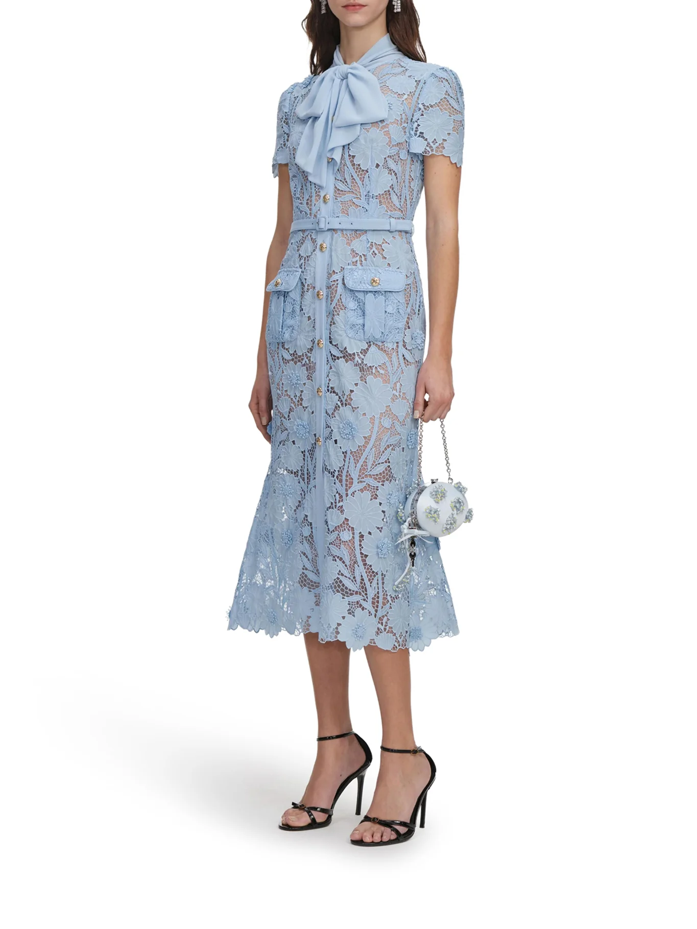 MIDI LACE DRESS WITH LAYERS ON THE NECK - Image 4