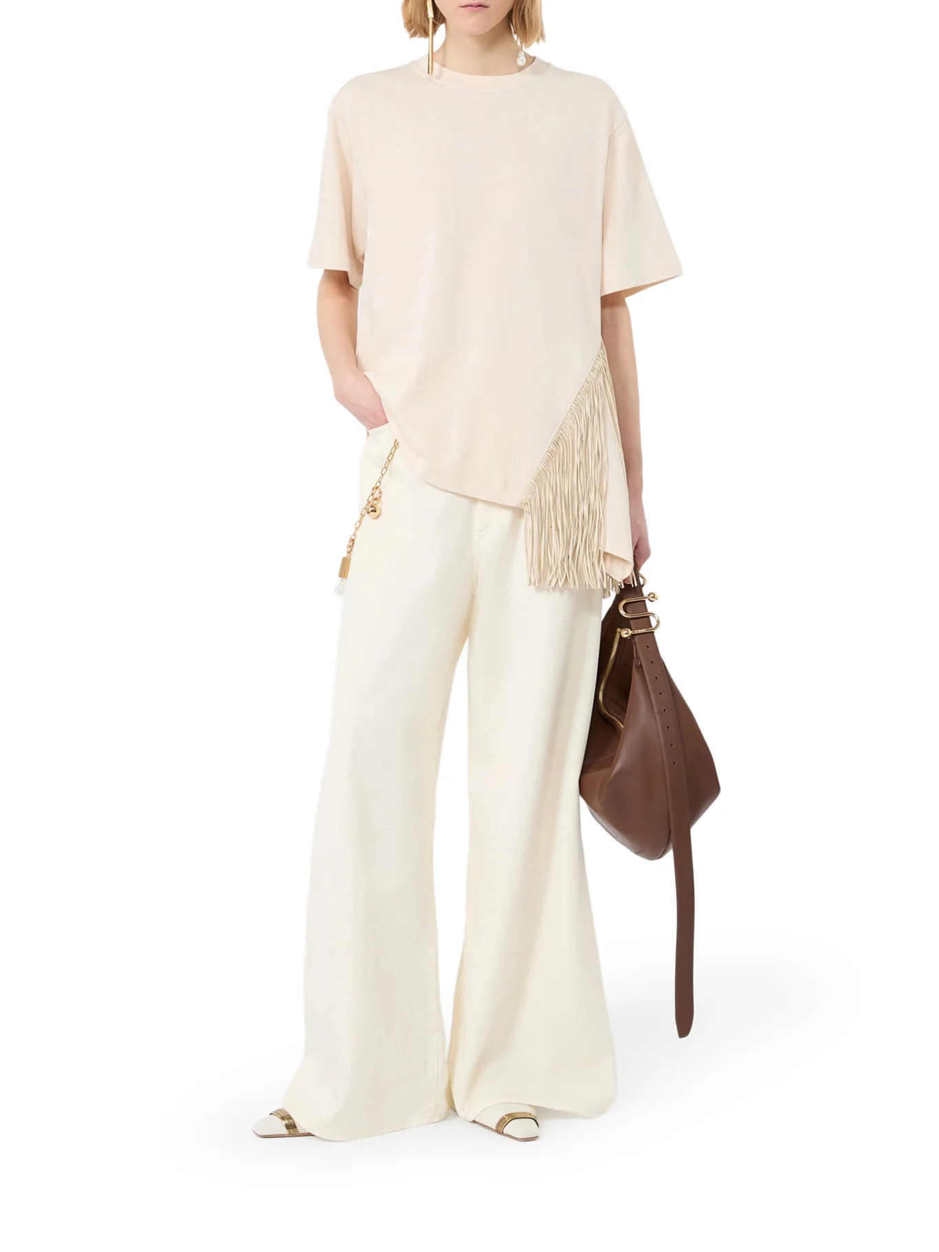 COTTON T-SHIRT WITH FRINGES - Image 2