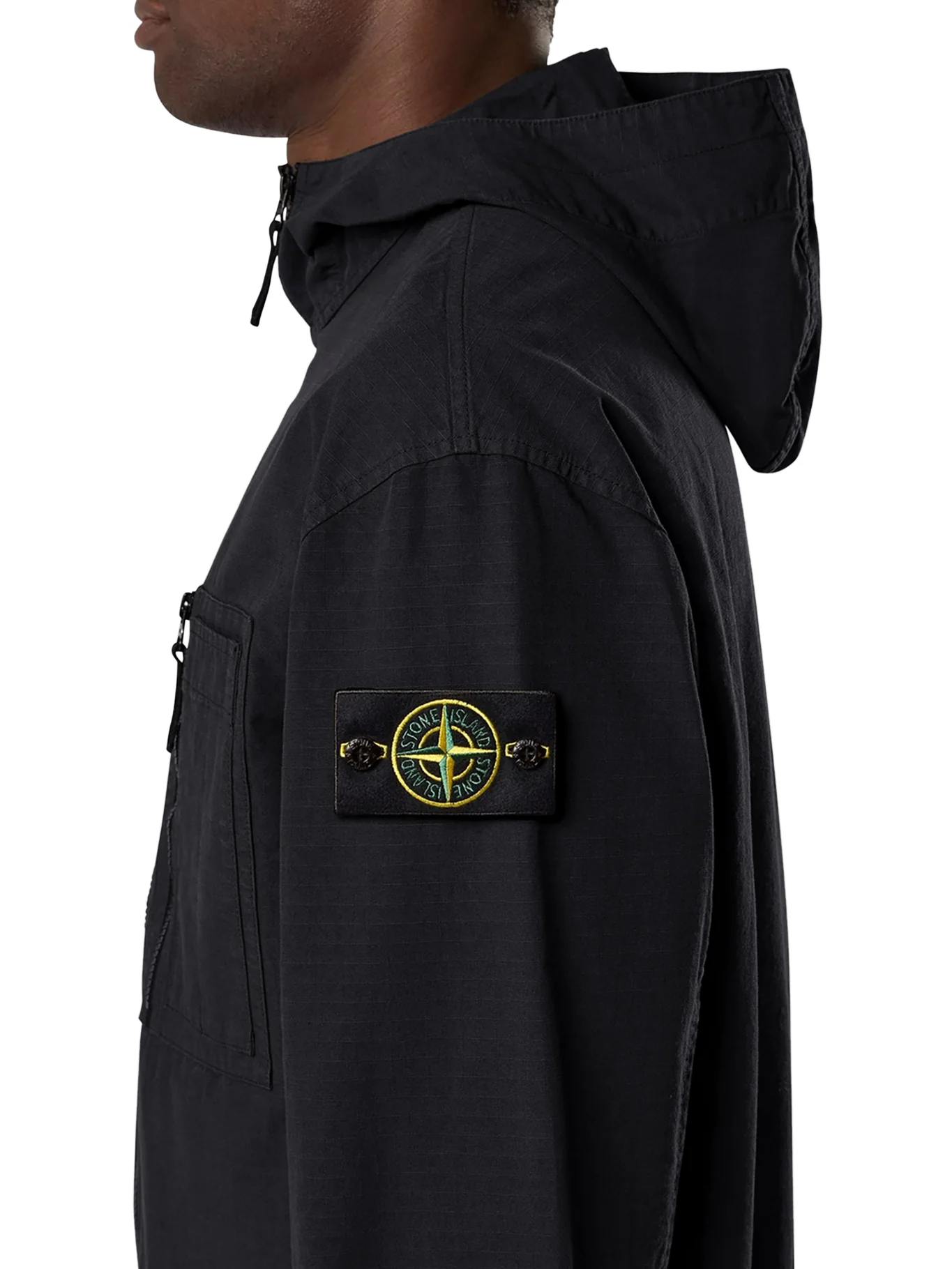COTTON OVERSHIRT WITH HOOD AND STONE ISLAND BADGE - Image 4