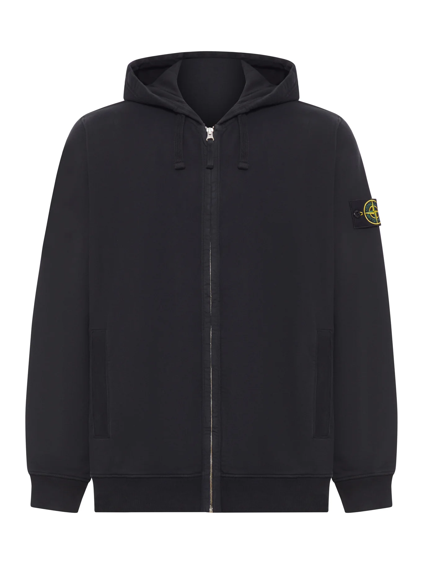 COTTON SWEATSHIRT WITH ZIP, HOOD AND COMPASS LOGO