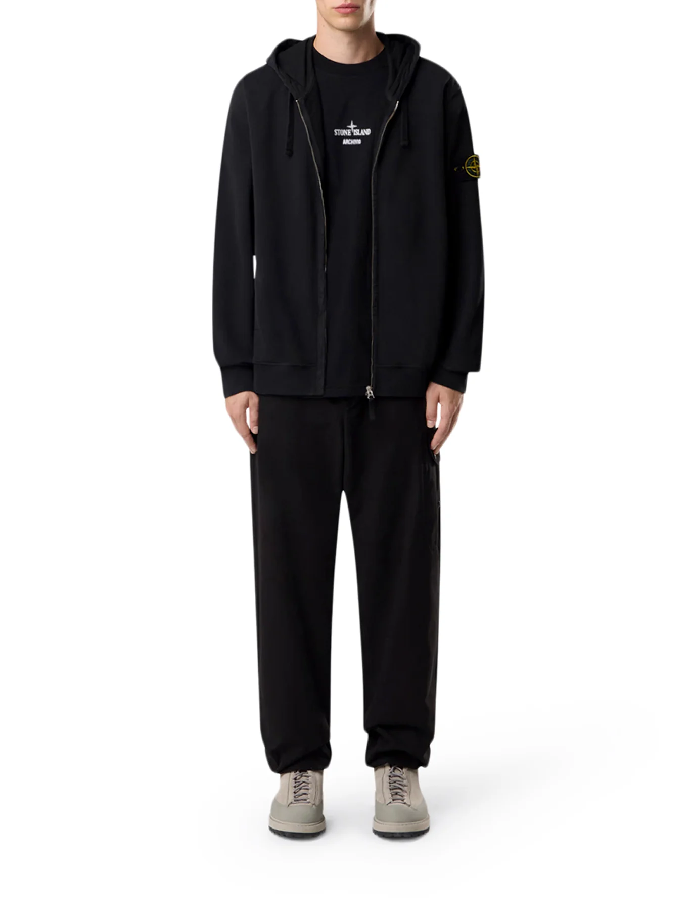 COTTON SWEATSHIRT WITH ZIP, HOOD AND COMPASS LOGO - Image 2