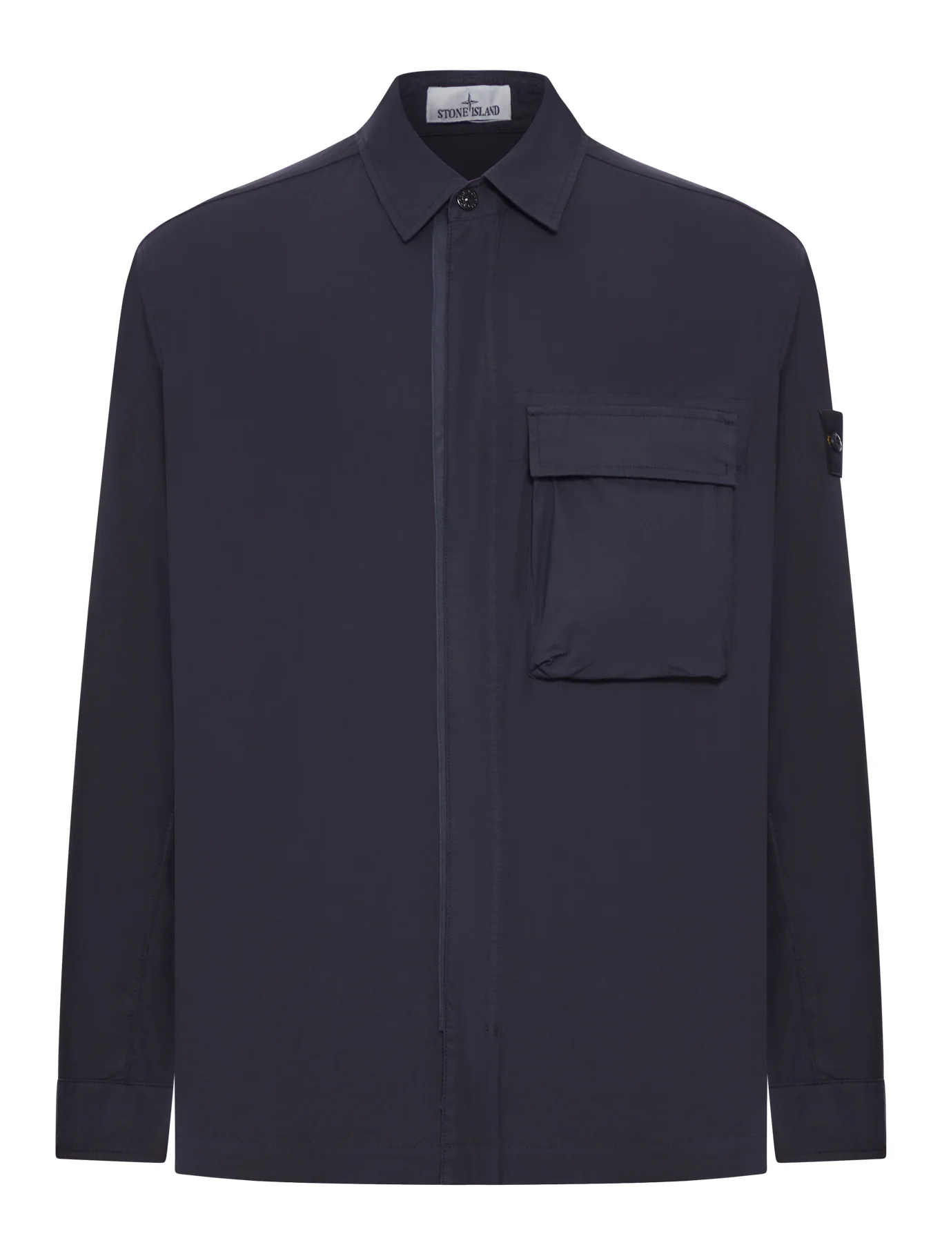 STRETCH COTTON CANVAS OVERSHIRT WITH FLAP POCKET ON THE CHEST