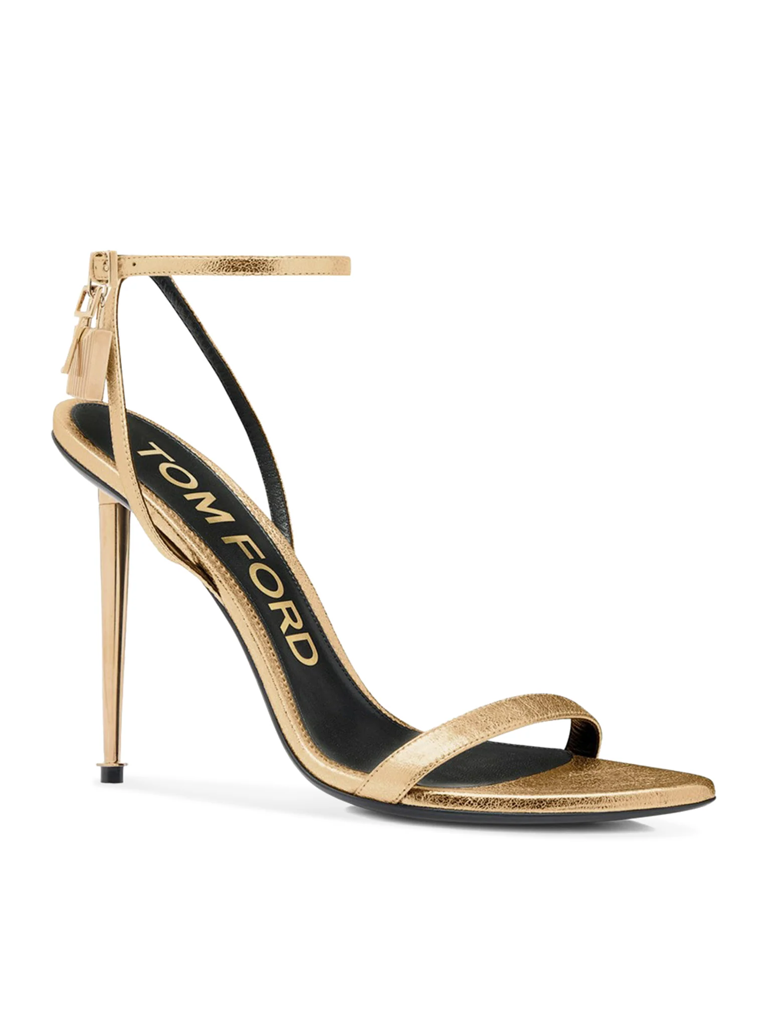 GOLD HIGH-HEELED STILETTO SANDAL IN PATENT LEATHER - Image 2