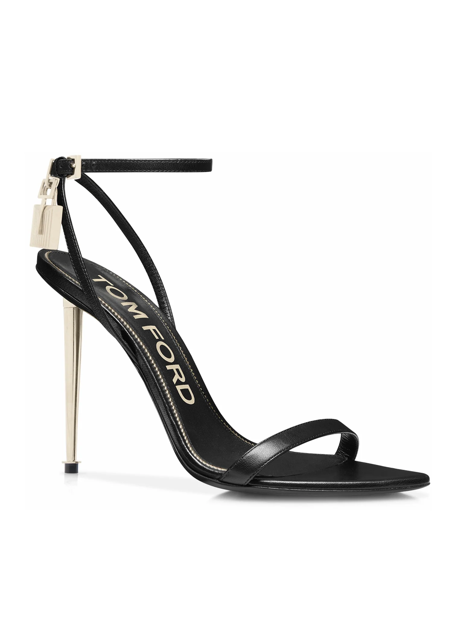 POINTED-TOE SANDAL WITH PADLOCK IN POLISHED LEATHER - Image 3