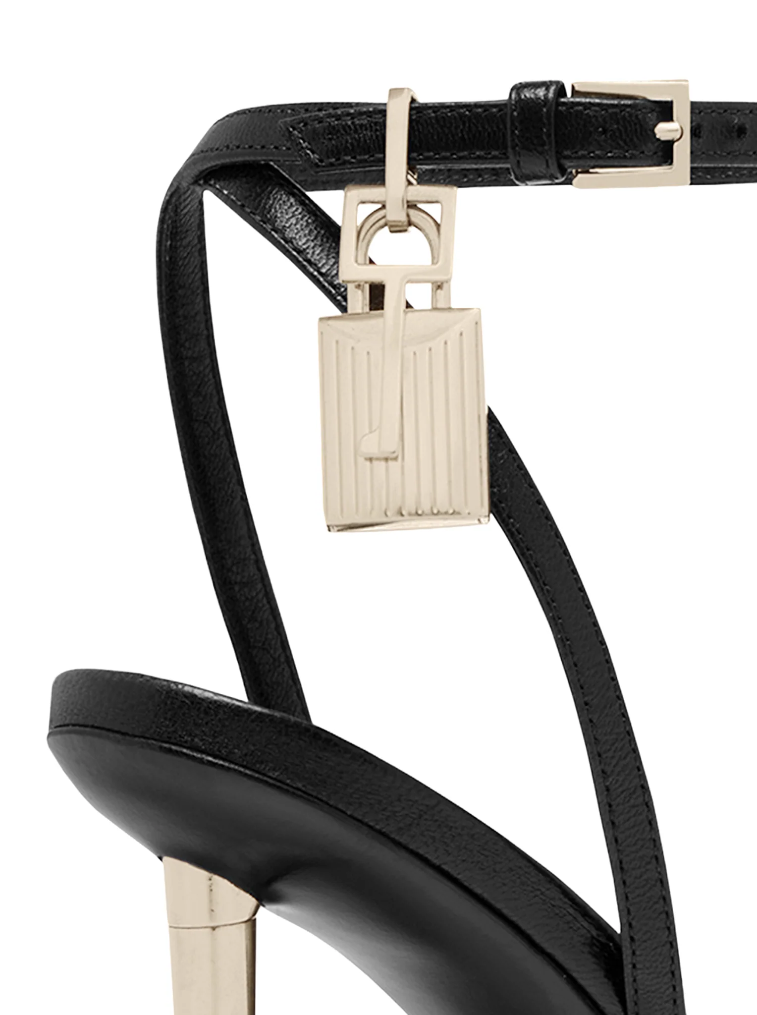 POINTED-TOE SANDAL WITH PADLOCK IN POLISHED LEATHER - Image 6