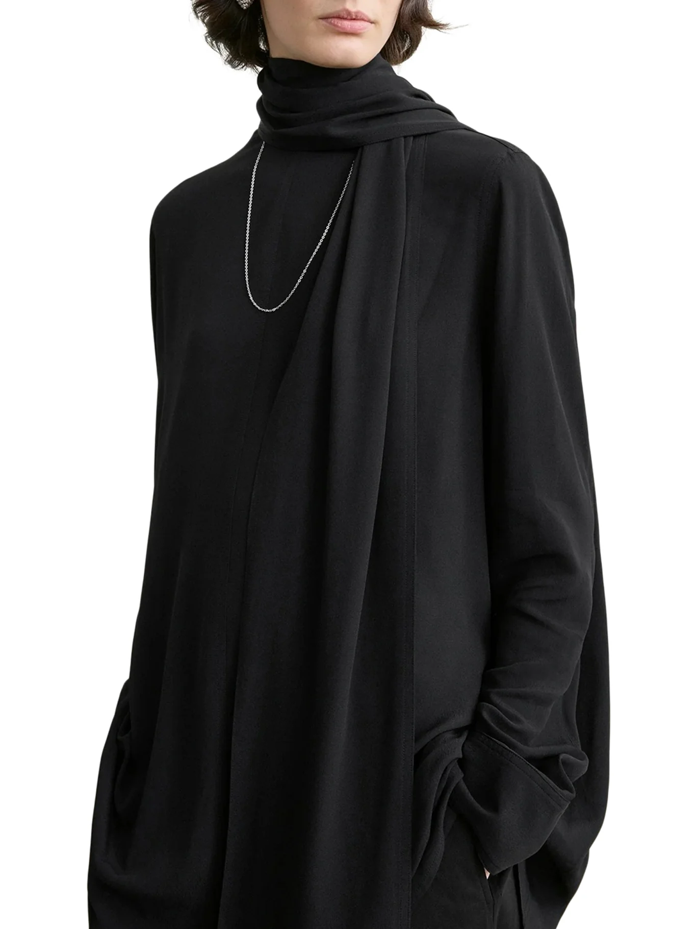 BLOUSE WITH DRAPED SCARF - Image 5