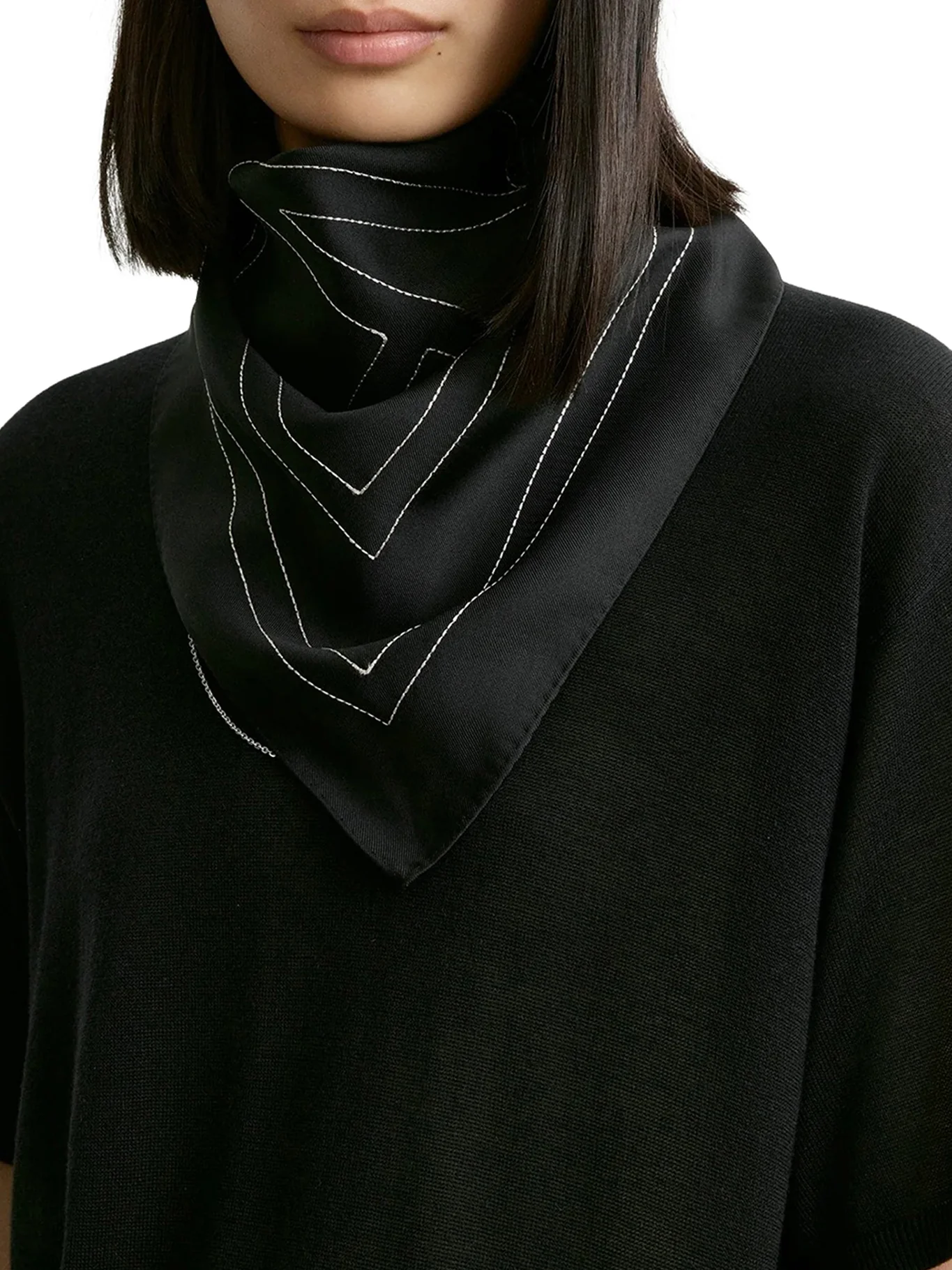 SILK SCARF WITH MONOGRAM EMBROIDERY - Image 2