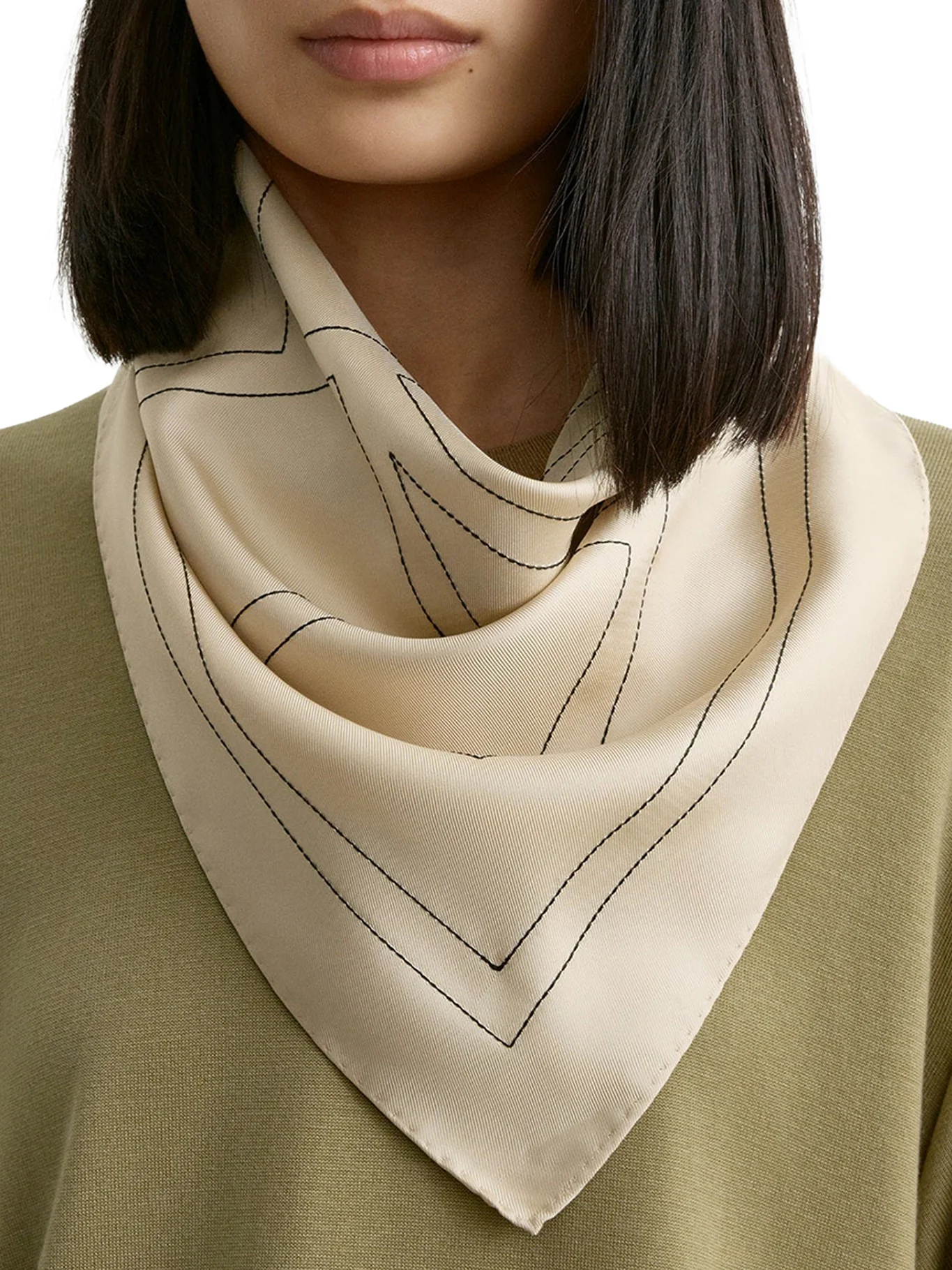 SILK SCARF WITH MONOGRAM EMBROIDERY - Image 2