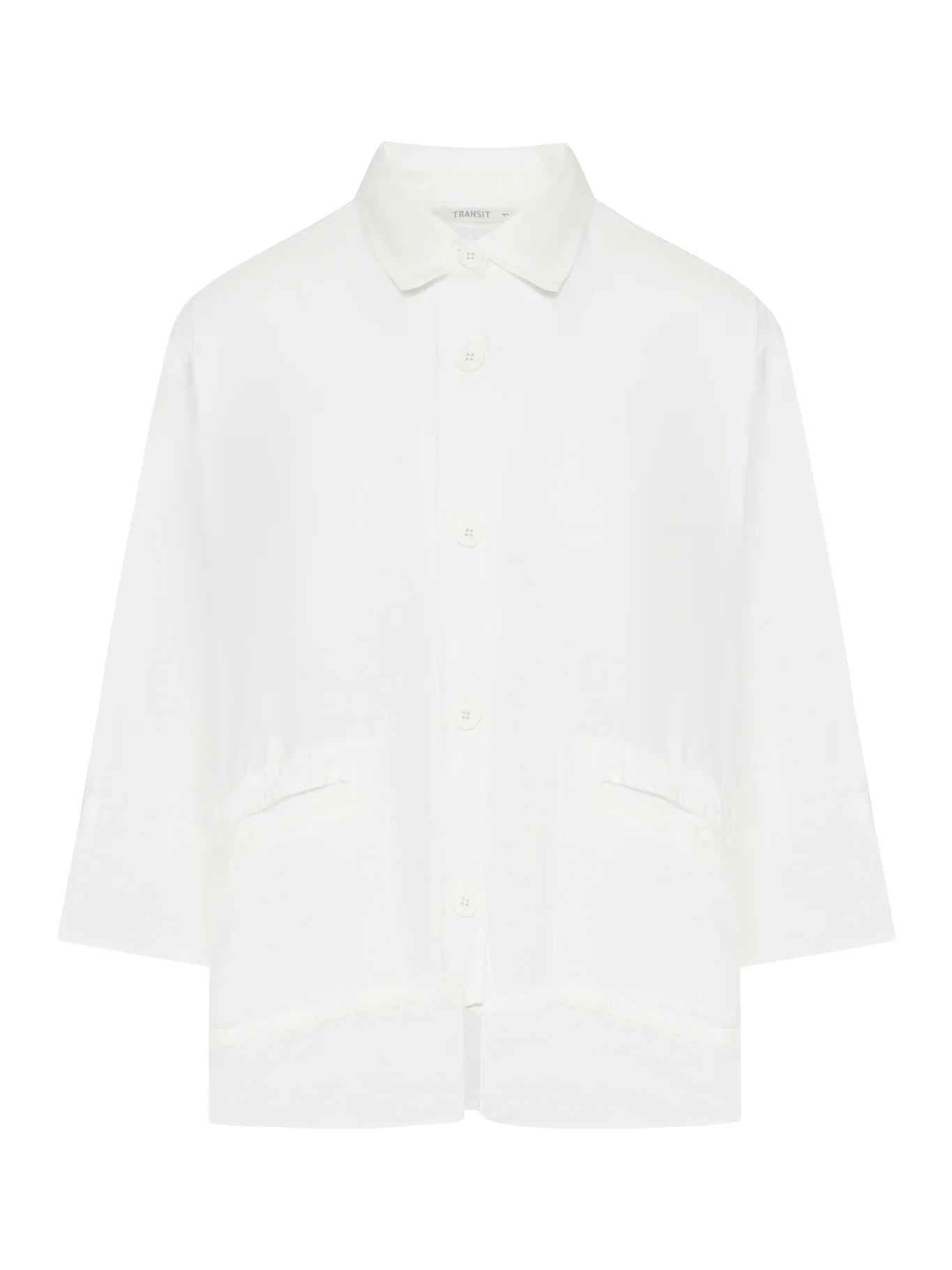 3/4 SLEEVE LINEN SHIRT WITH GEORGETTE INSERTS